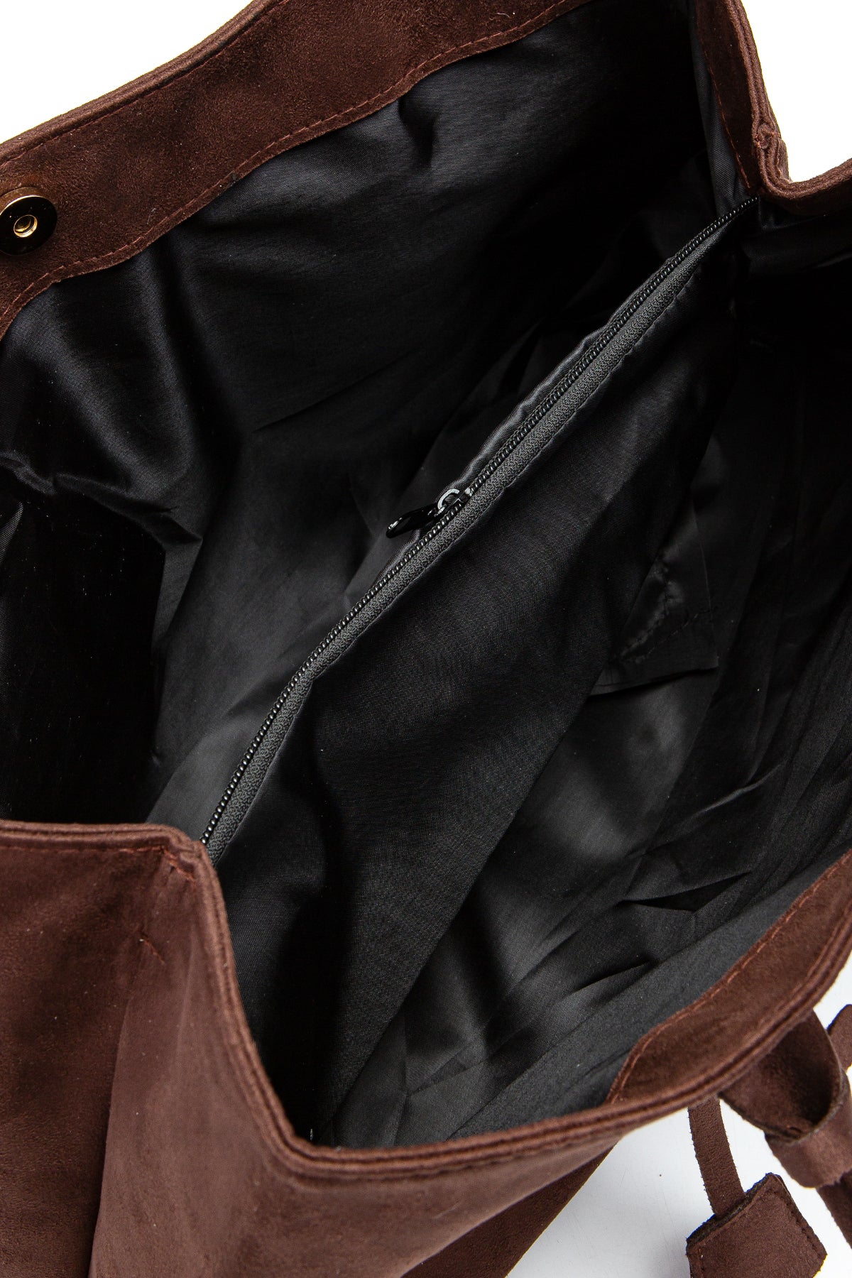 Süet Mıknatıs Kapama Diaz Kol Çanta Kahverenegi