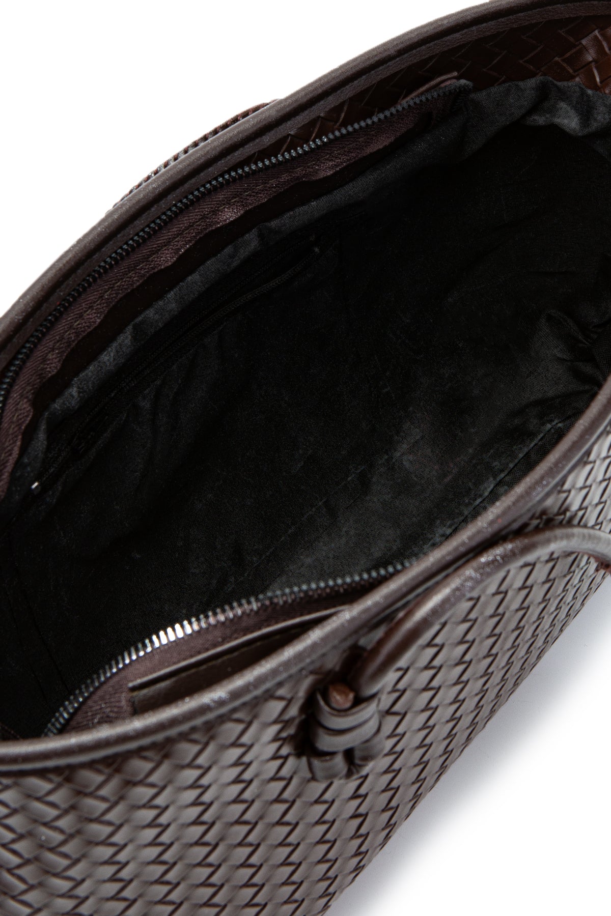 Örgü Detaylı Suni Deri Dora Kadın Kol Çanta Kahverengi