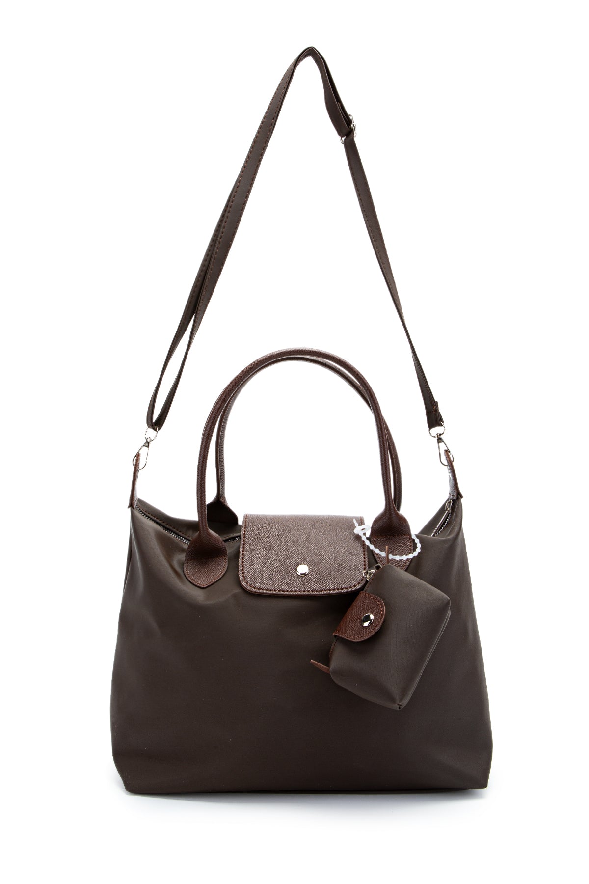 Cüz dan Detaylı Paraşüt Kumaş Afton Kadın Kol Çanta Kahverengi