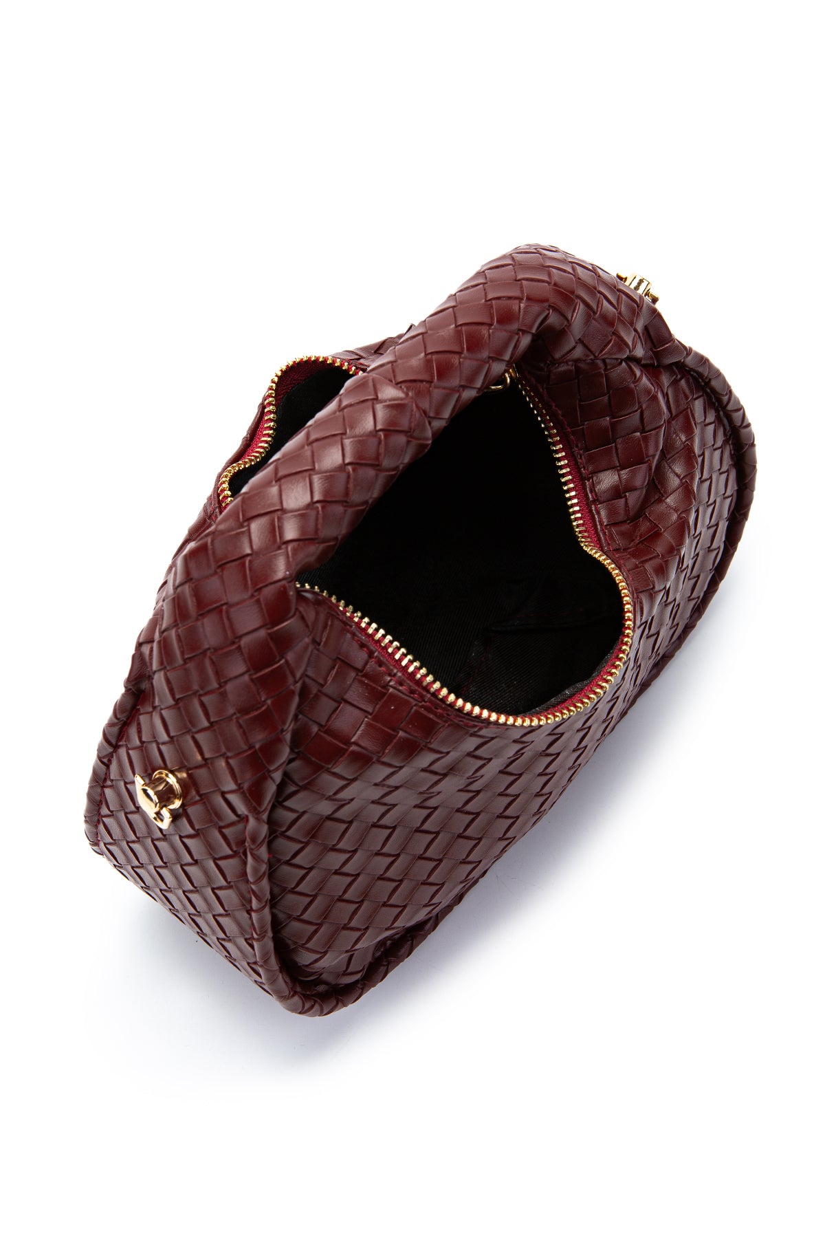 Örgü Detaylı Suni Deri Kadın Kol Çanta Harold Bordo