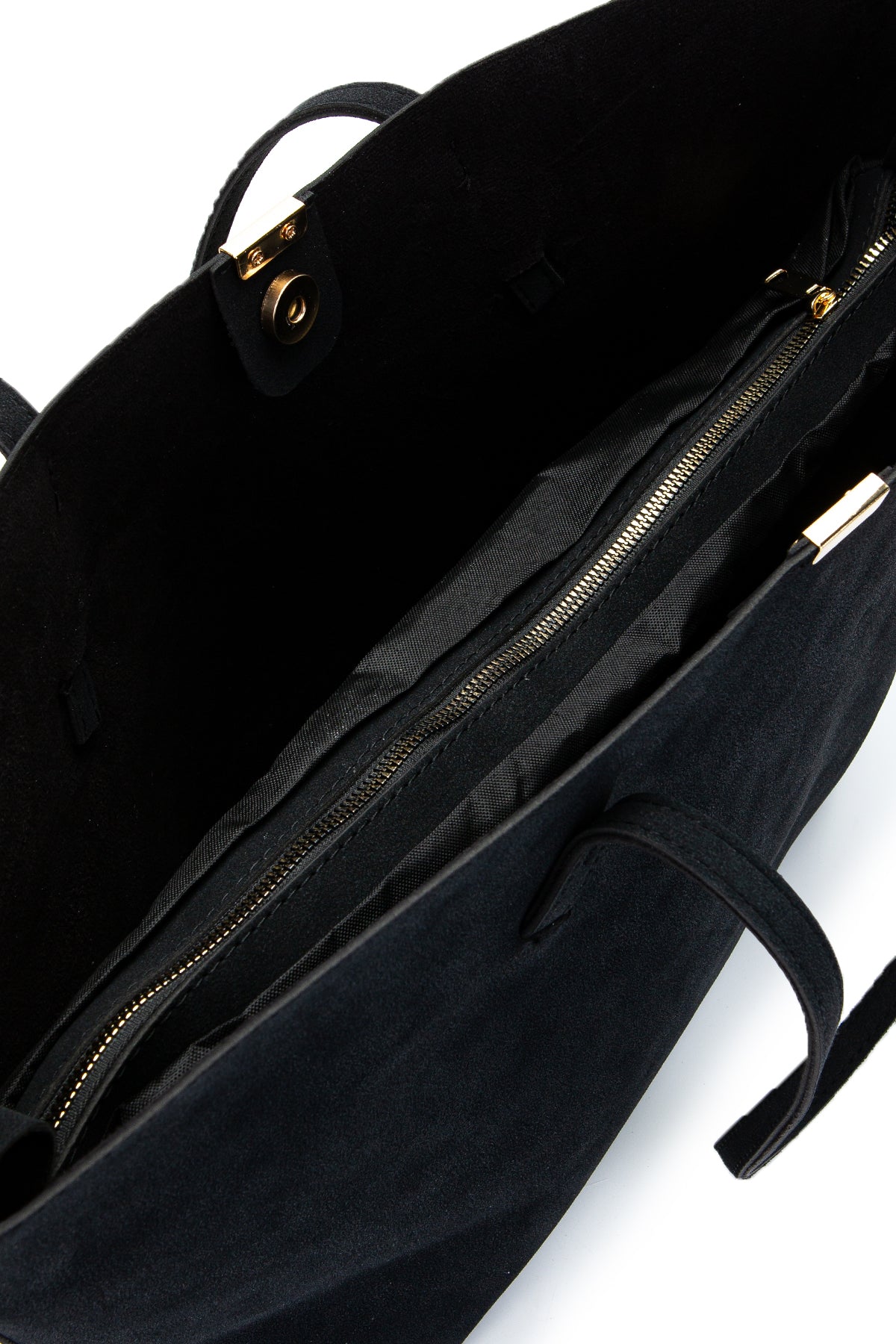 Metal Aksesuarlı Süet Duran Kol Çanta Siyah