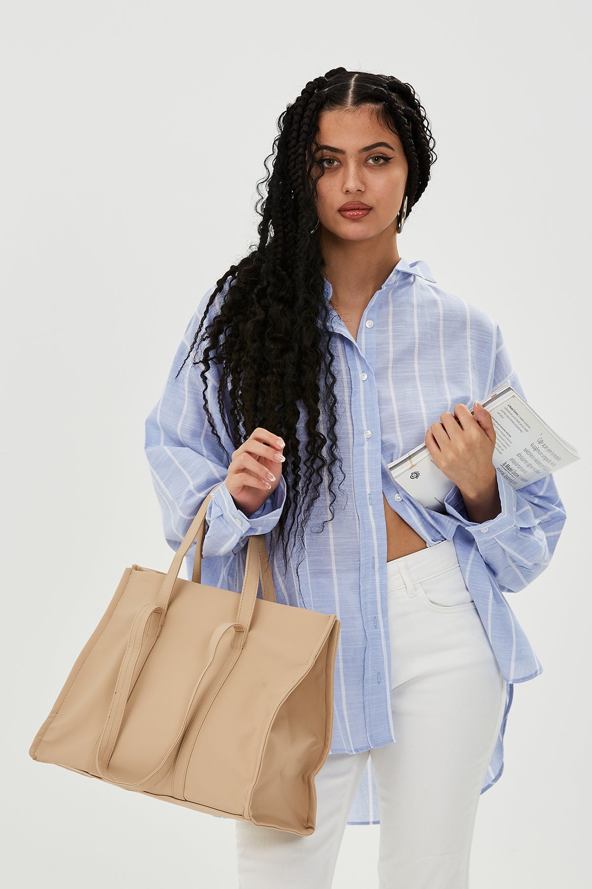 Paraşüt Kumaş Shopper Amelia Kadın Kol Çanta Bej