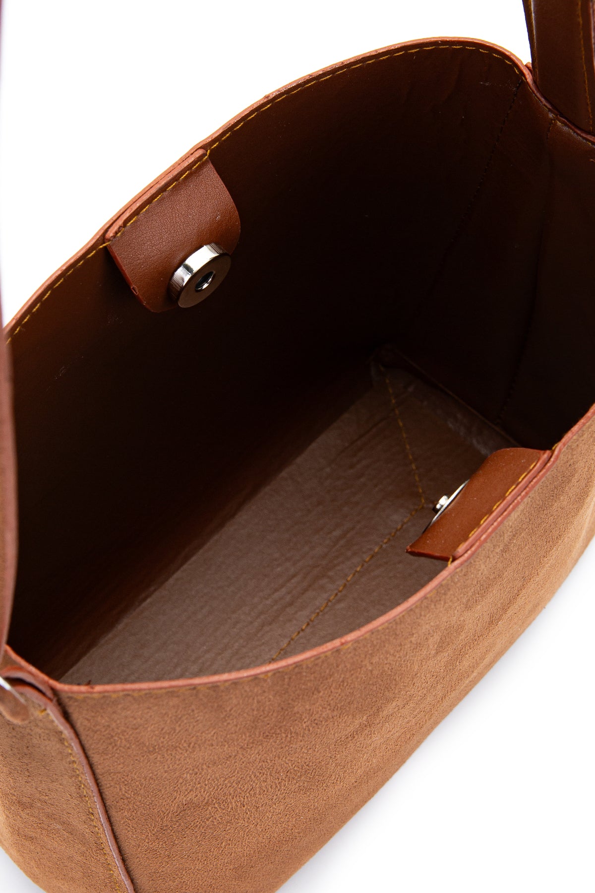 Kemer Askı Detaylı Süet Alita Kol Çanta Taba