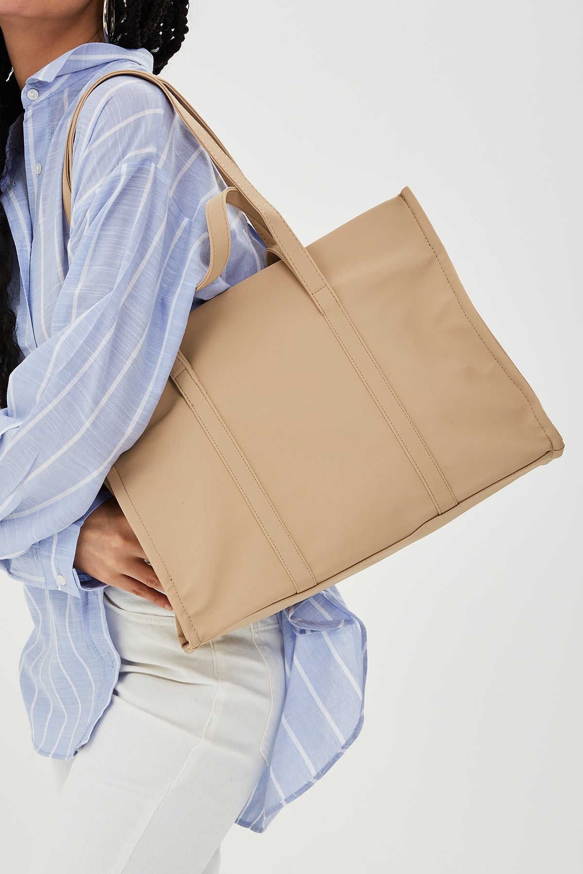 Paraşüt Kumaş Shopper Amelia Kadın Kol Çanta Bej
