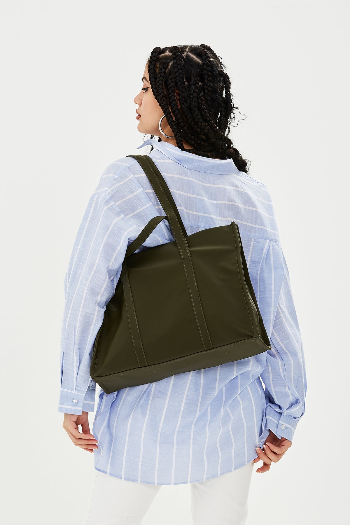 Paraşüt Kumaş Shopper Amelia Kadın Kol Çanta Haki