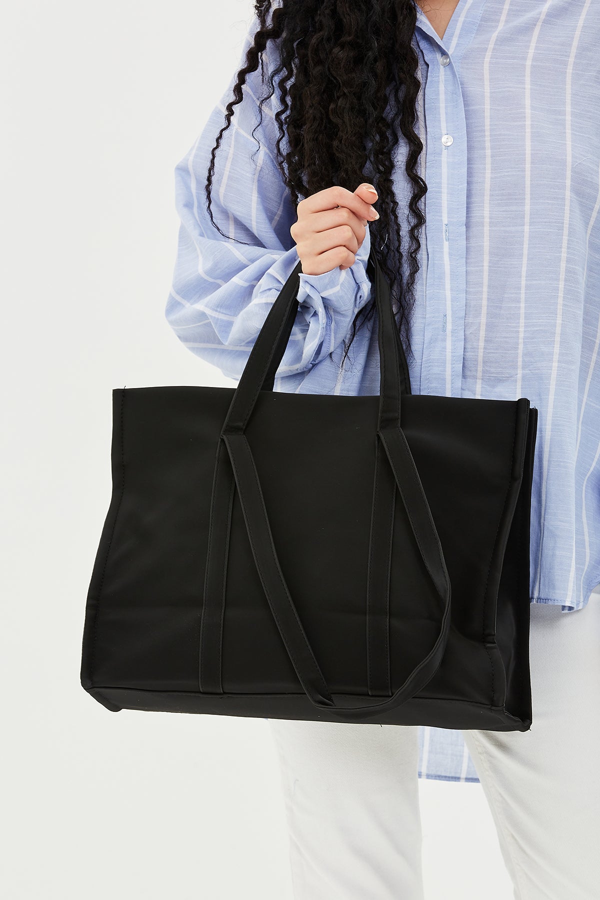 Paraşüt Kumaş Shopper Amelia Kadın Kol Çanta Siyah