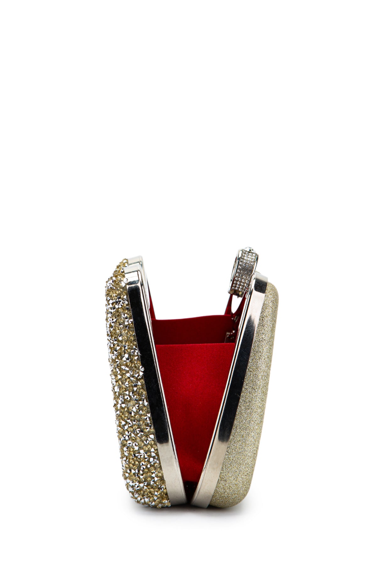 Yüzük Detaylı Taşlı Amanda Abiye El Çantası Altın