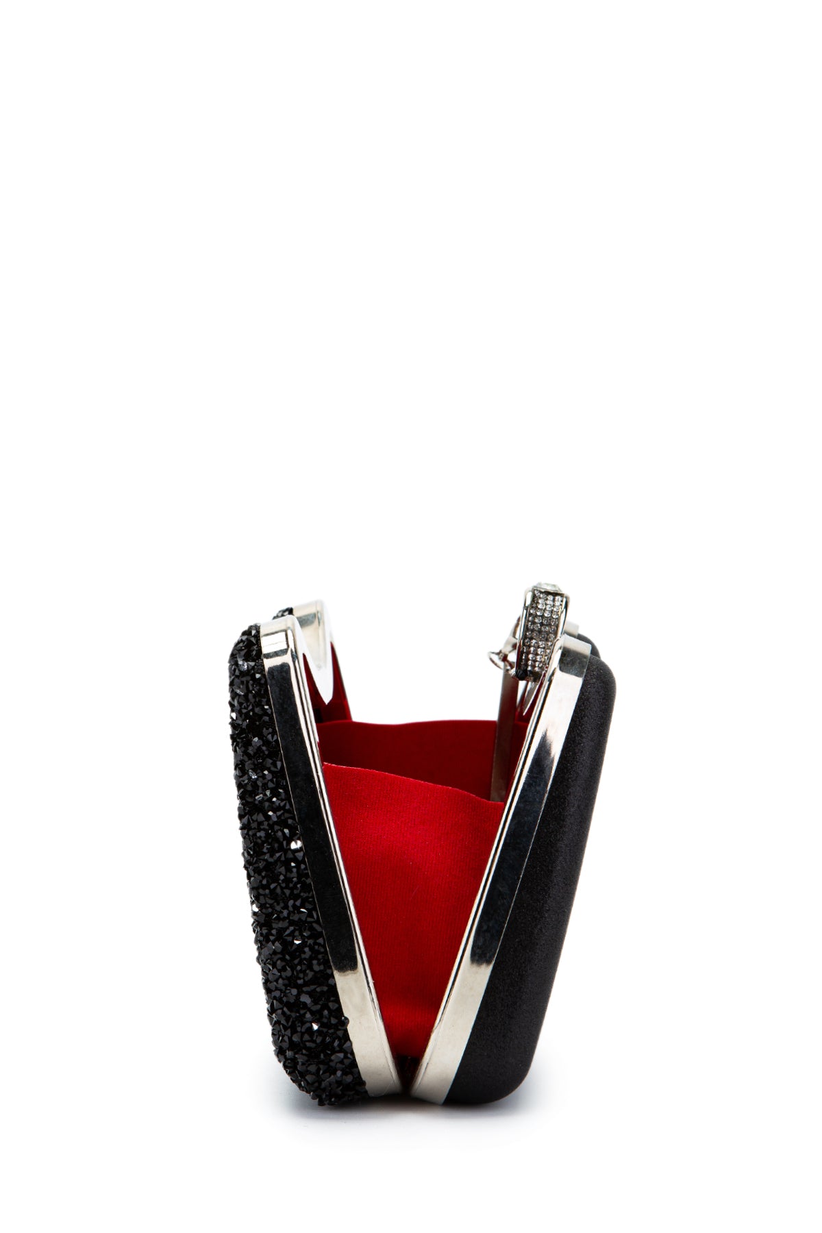 Yüzük Detaylı Taşlı Amanda Abiye El Çantası Siyah