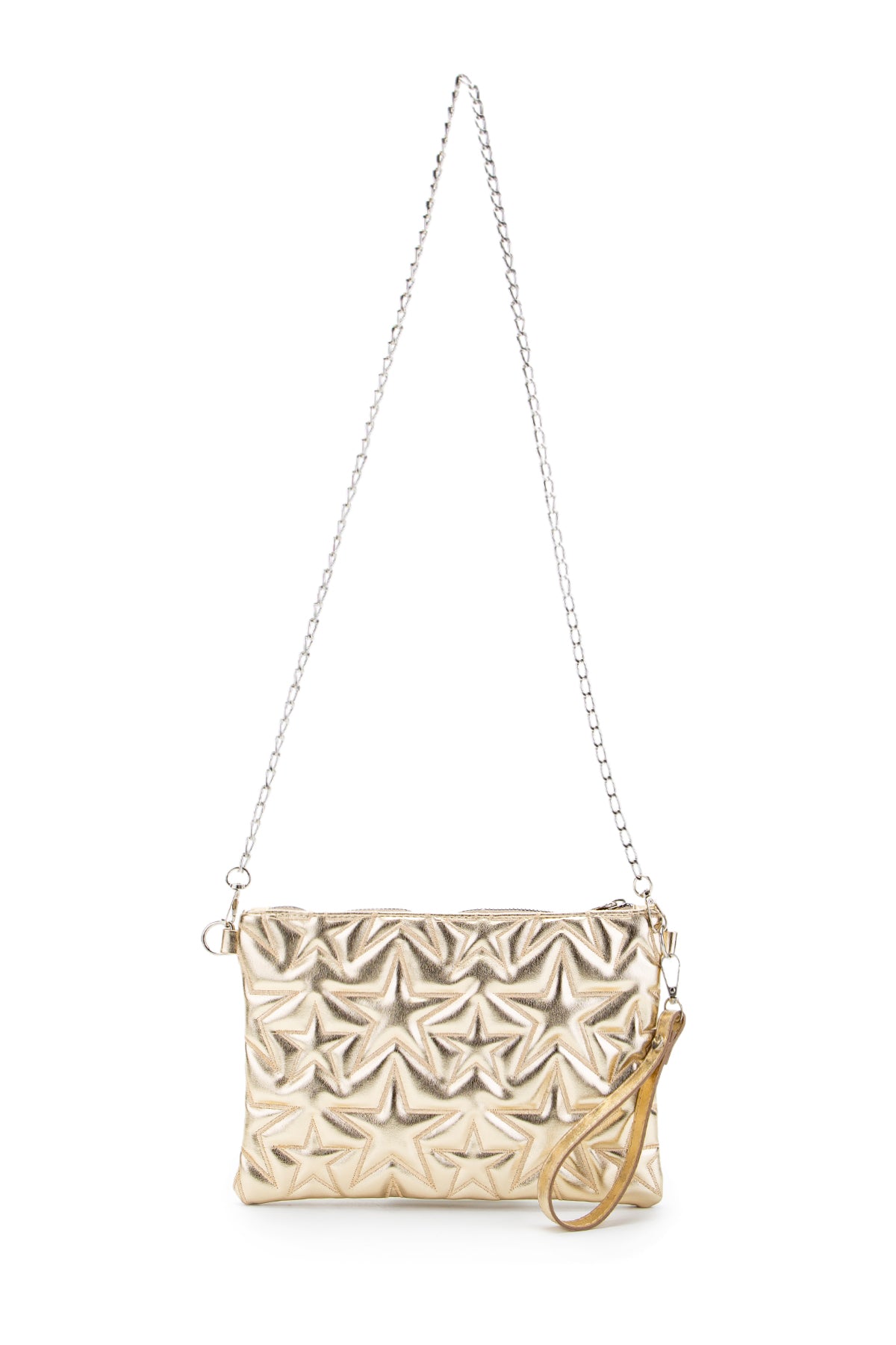 Yıldız Dikişli Clutch Star Kadın Çanta Gold Rugan