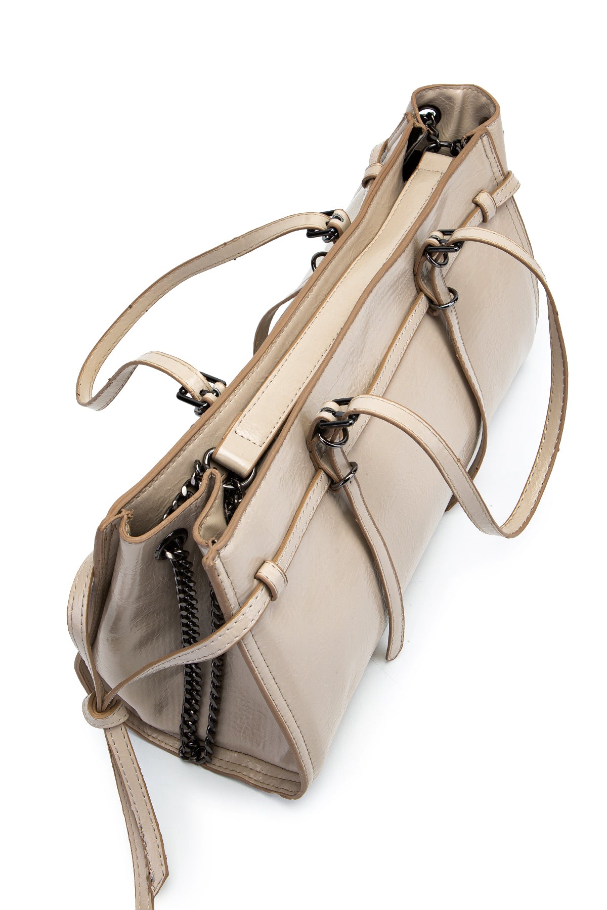 Siyah Zincir Detaylı Bonnie Kadın Kol Çanta Bej