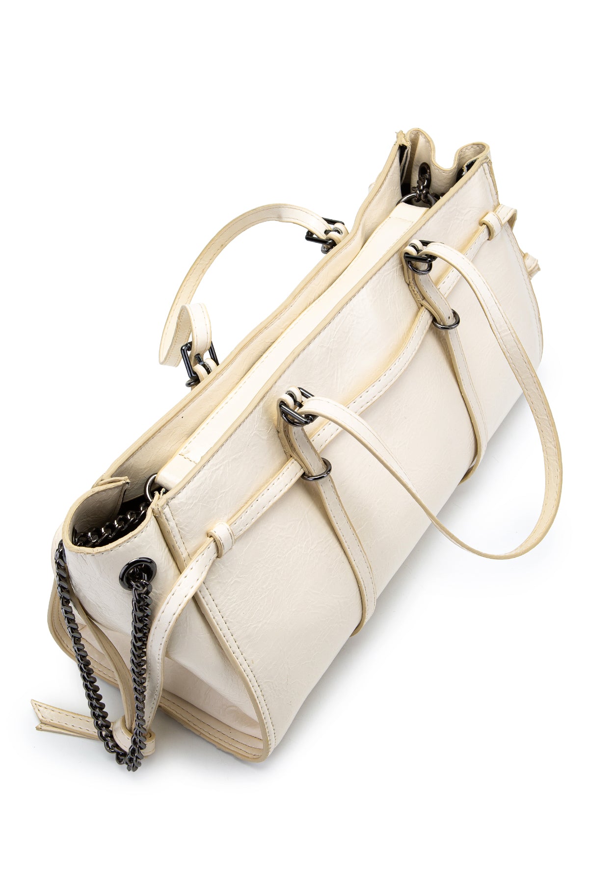 Siyah Zincir Detaylı Bonnie Kadın Kol Çanta Krem
