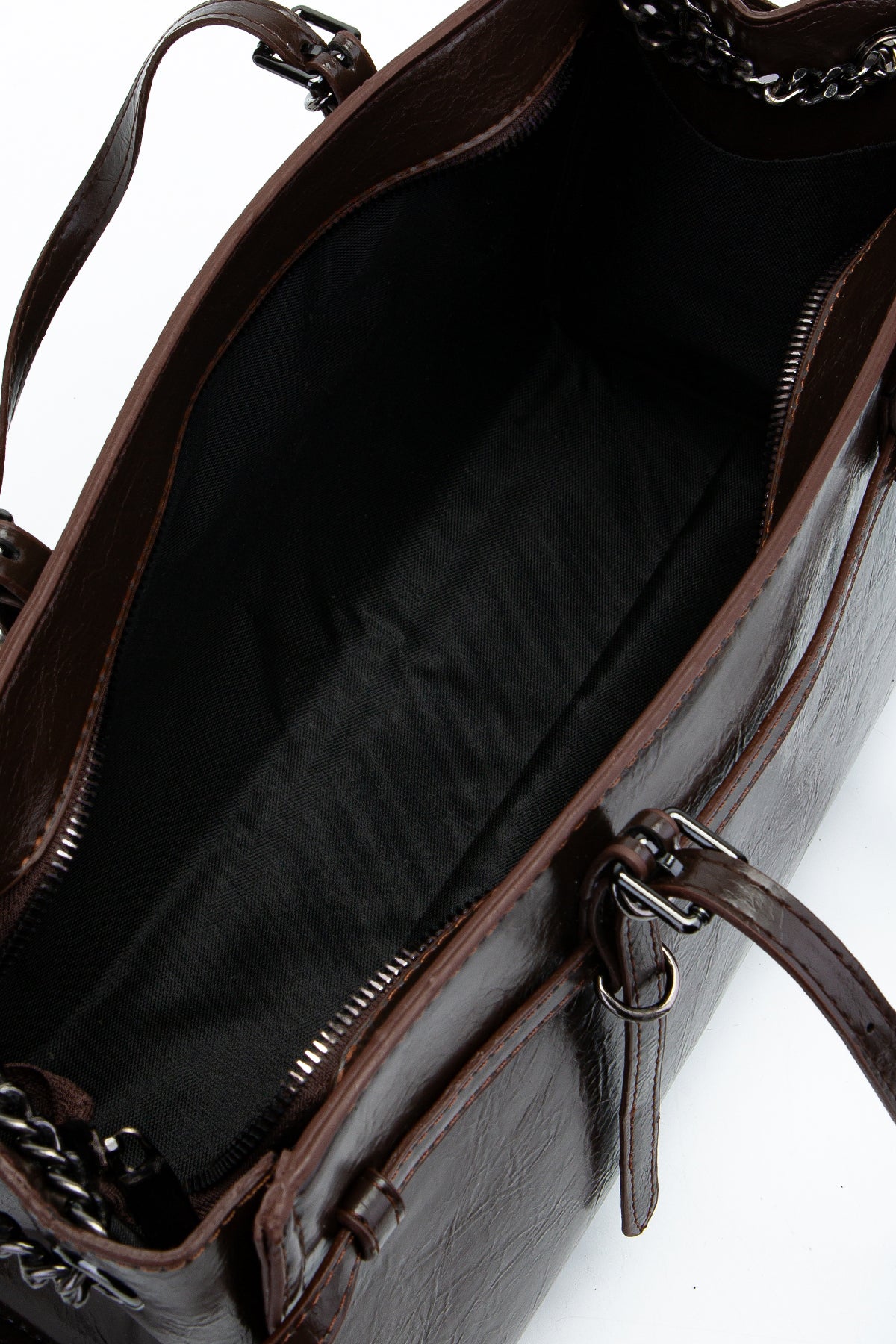 Siyah Zincir Detaylı Bonnie Kadın Kol Çanta Kahverengi