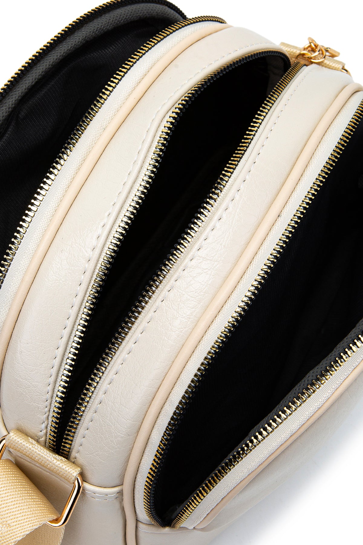 Fermuarlı Çok Göz Willson Kadın Çapraz Çanta Krem