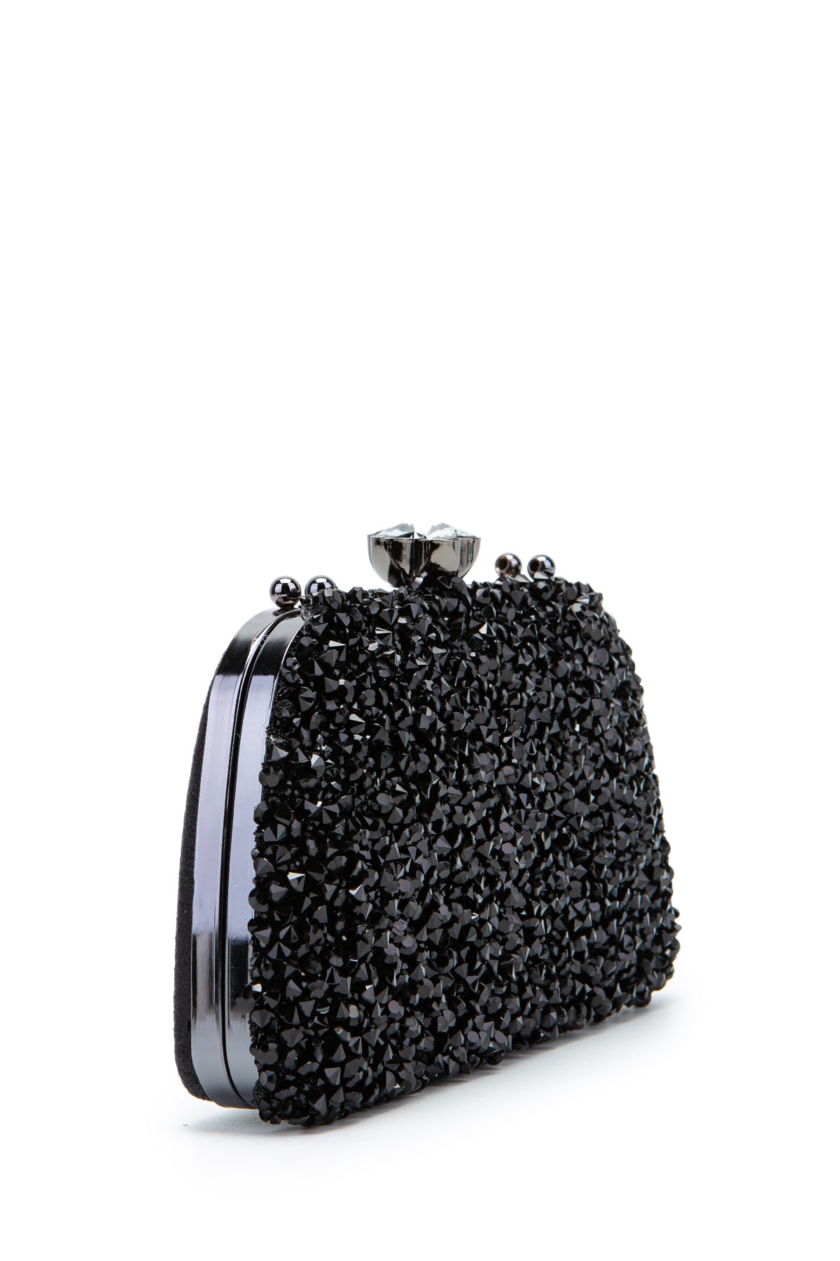 Çiçek Tasarımlı Kadın Abiye Çanta Lahey Siyah