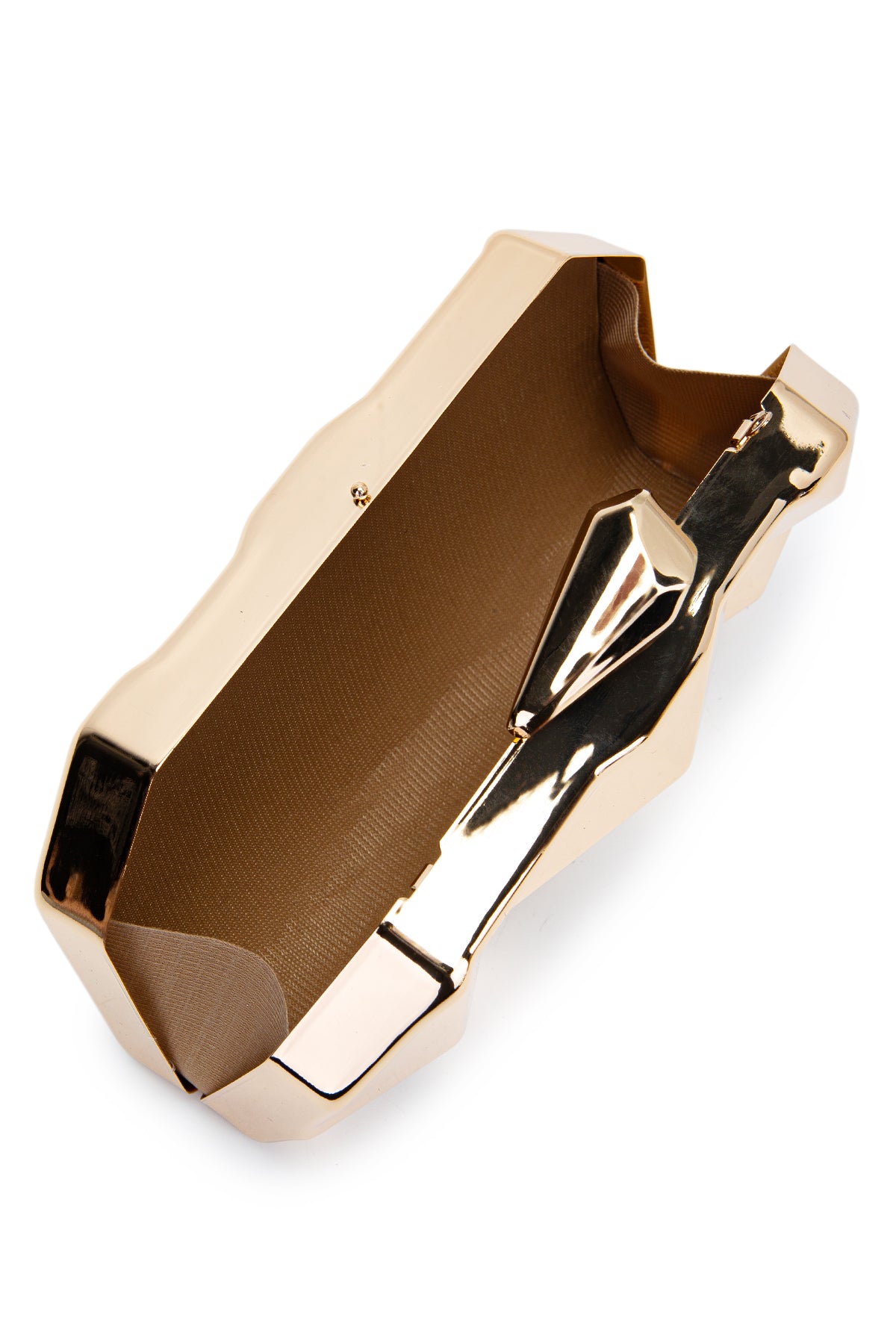 Piramit Model Clutch Kadın Abiye Çanta Belize Gold