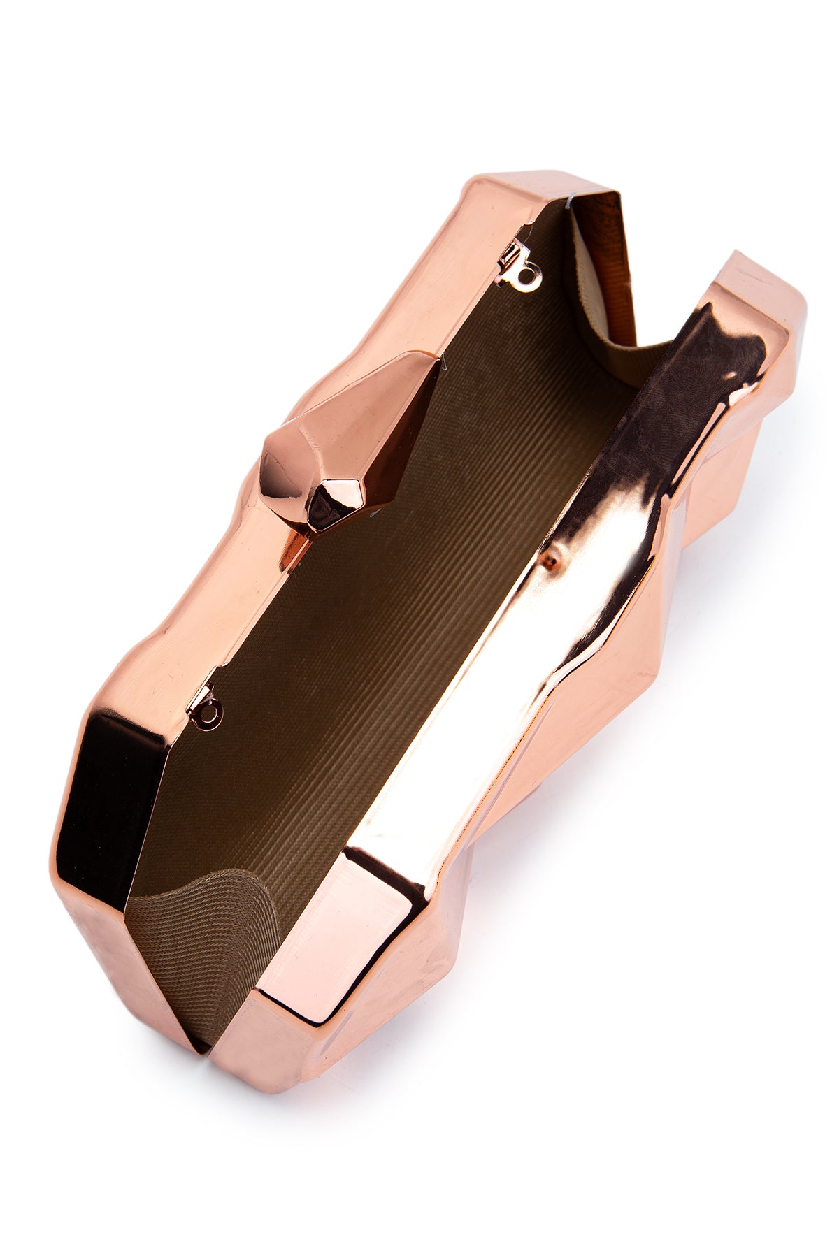 Piramit Model Clutch Kadın Abiye Çanta Belize Platin