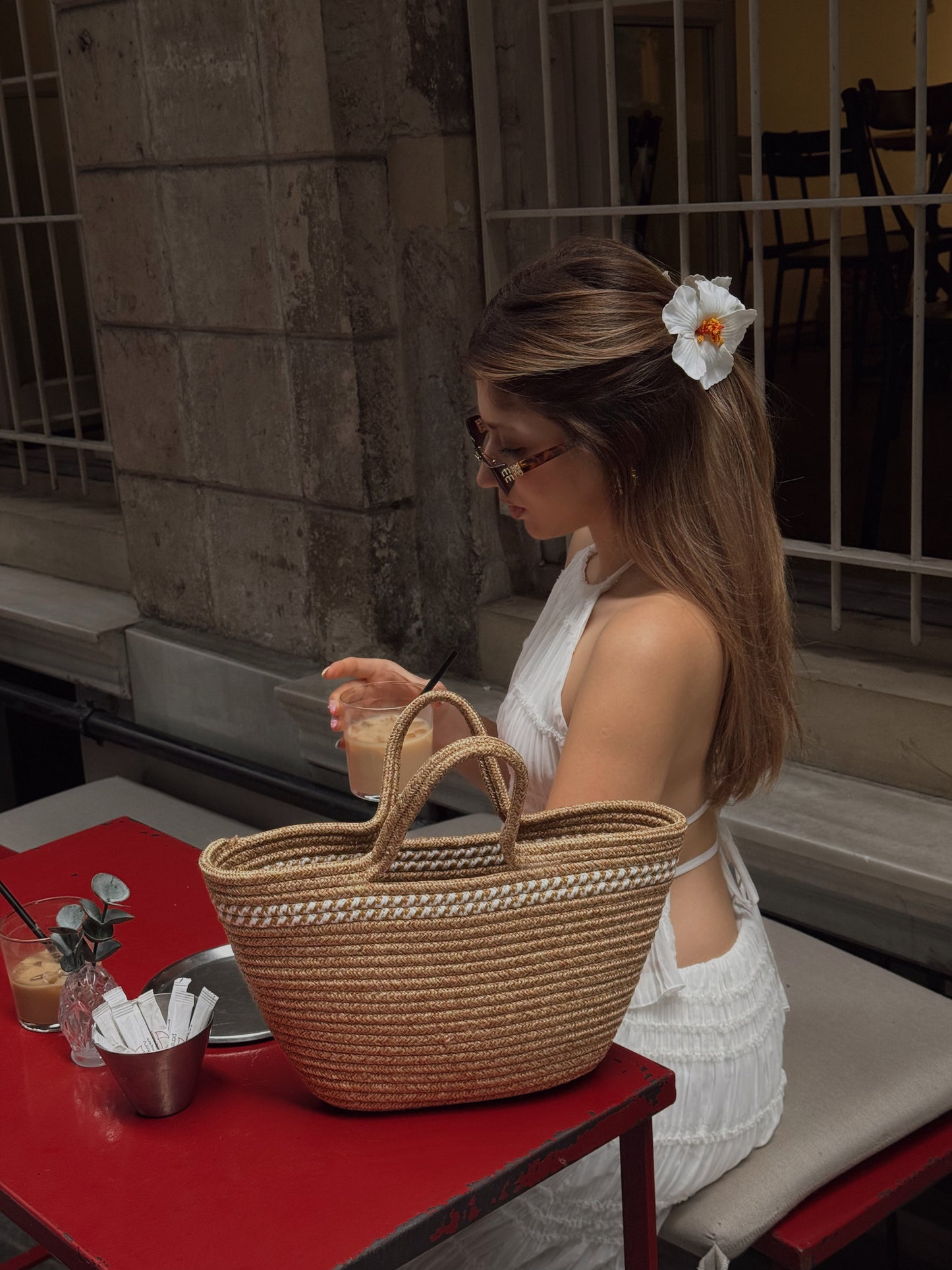 Kova Şekil Plaj Kadın Kol Çanta Knit Hasır