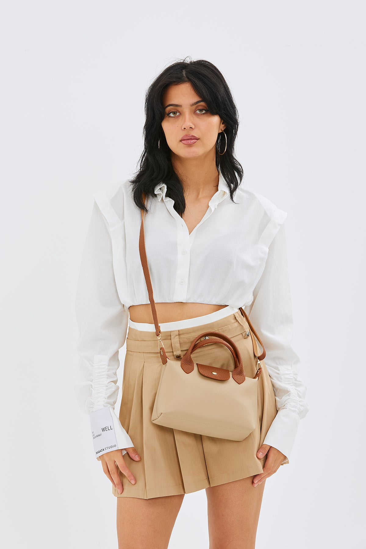 Uzun Askılı Sahra Kadın Çapraz Çanta Bej