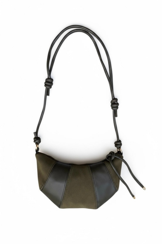 İp Sarkıt Detaylı Süet Deri Karışımlı Bohem Tarz Wade Kadın Çapraz Çanta Haki