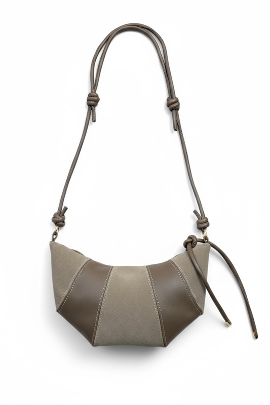 İp Sarkıt Detaylı Süet Deri Karışımlı Bohem Tarz Wade Kadın Çapraz Çanta Vizon