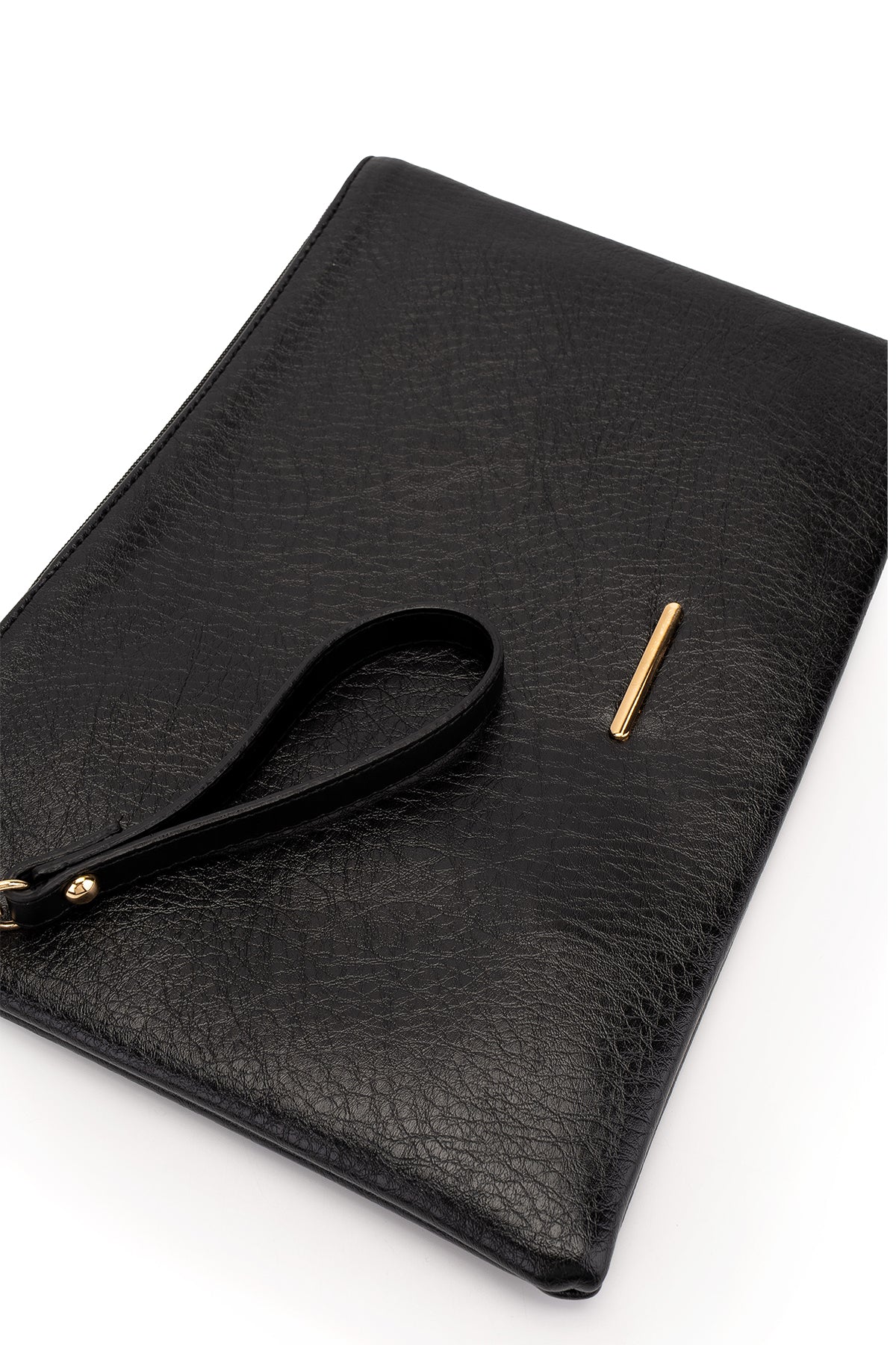 Bilek Askılı Metal Detaylı Clutch Kadın Çanta Madame Suni Deri Siyah