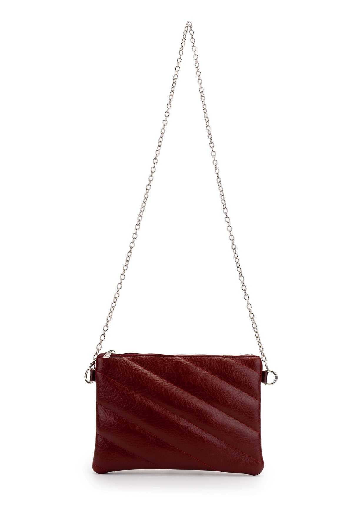 Şık Kapitone Dikişli Clutch Kadın Çapraz Çanta Monaco Bordo