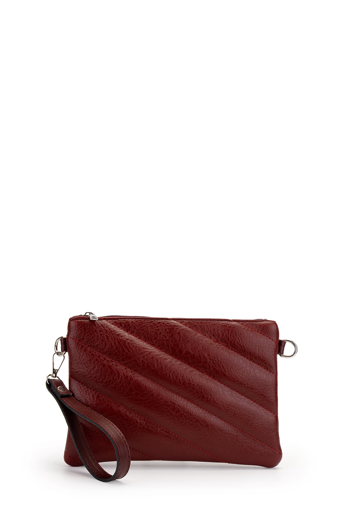 Şık Kapitone Dikişli Clutch Kadın Çapraz Çanta Monaco Bordo