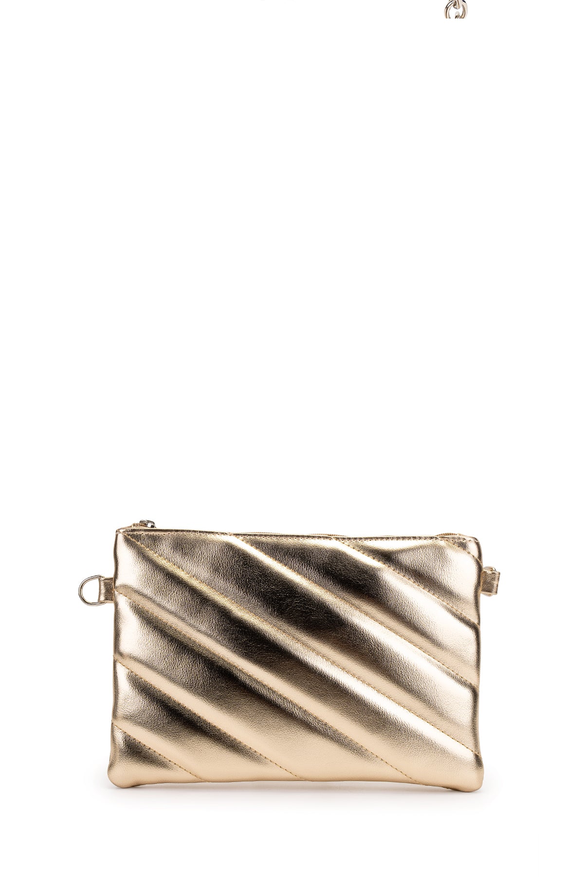 Şık Kapitone Dikişli Clutch Kadın Çapraz Çanta Monaco Gold Rugan