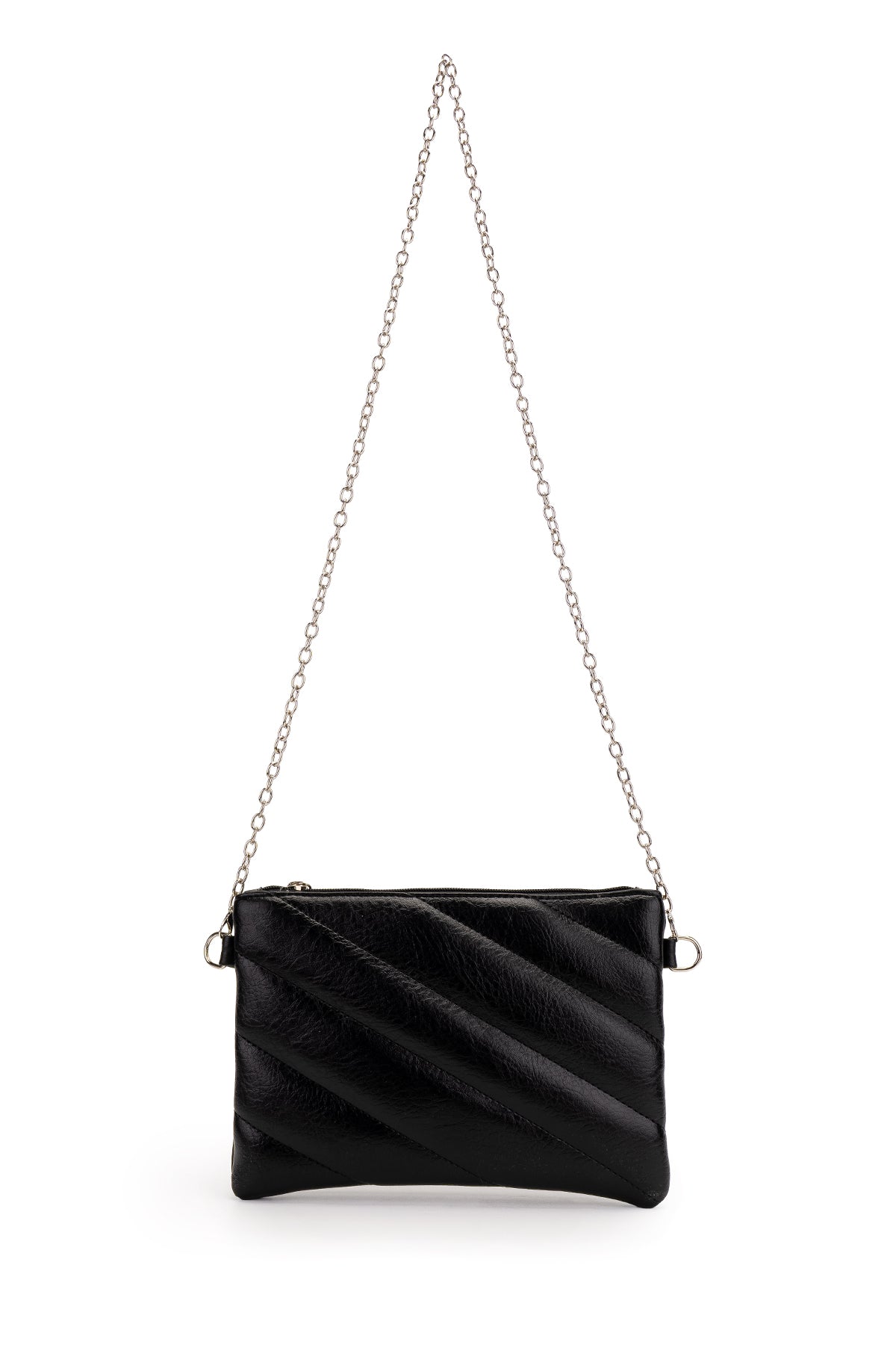 Şık Kapitone Dikişli Clutch Kadın Çapraz Çanta Monaco Siyah