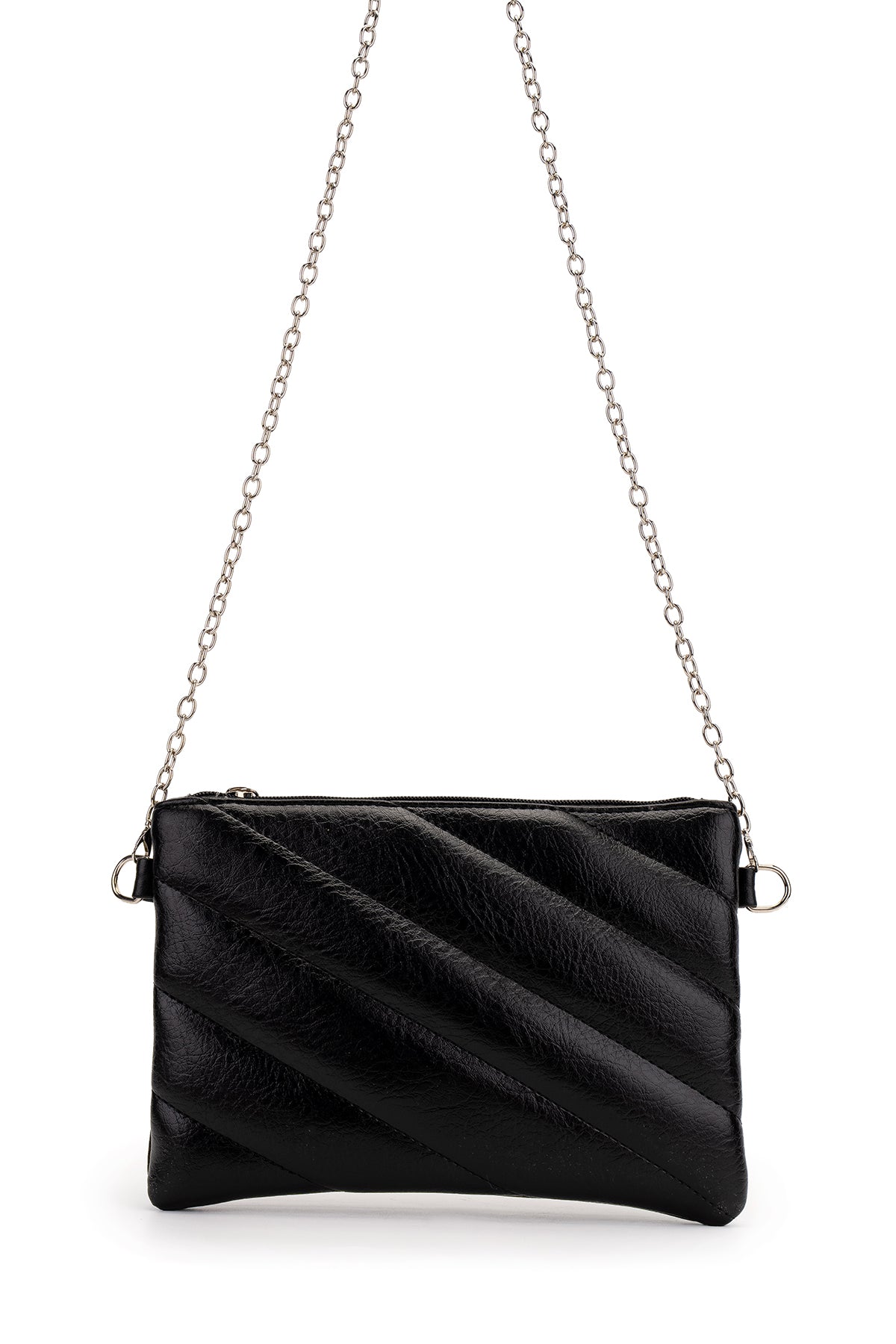 Şık Kapitone Dikişli Clutch Kadın Çapraz Çanta Monaco Siyah