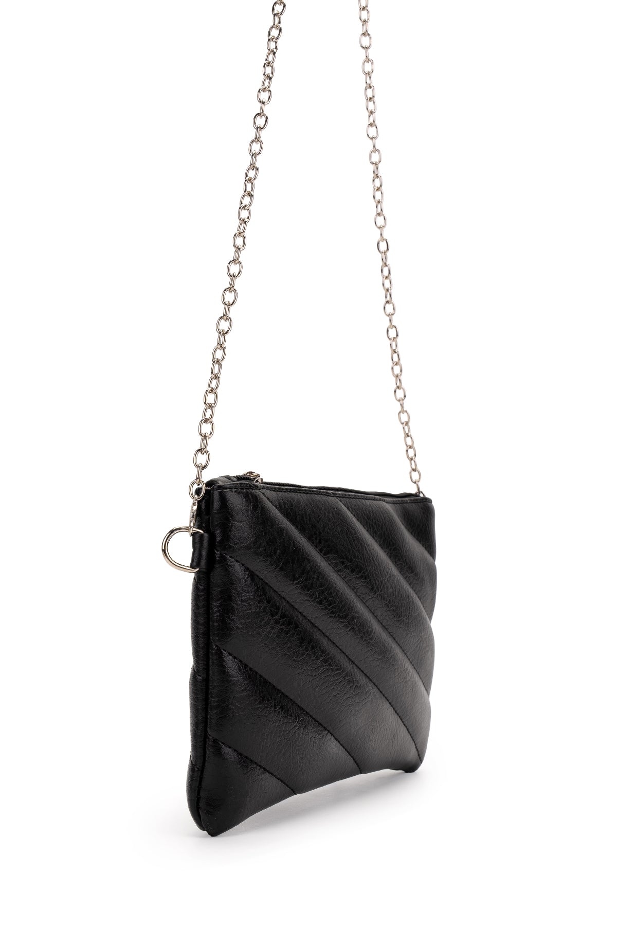 Şık Kapitone Dikişli Clutch Kadın Çapraz Çanta Monaco Siyah