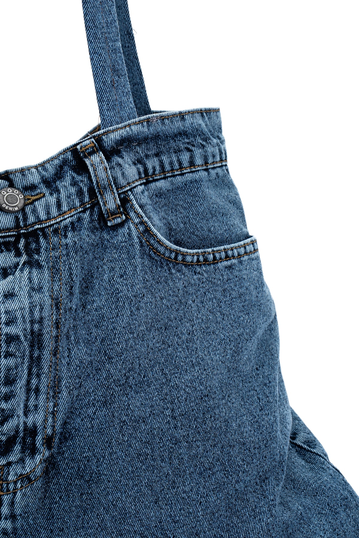 Fermuar Ve Düğme Detaylı Denim Kadın Kol Çanta Harmony Mavi