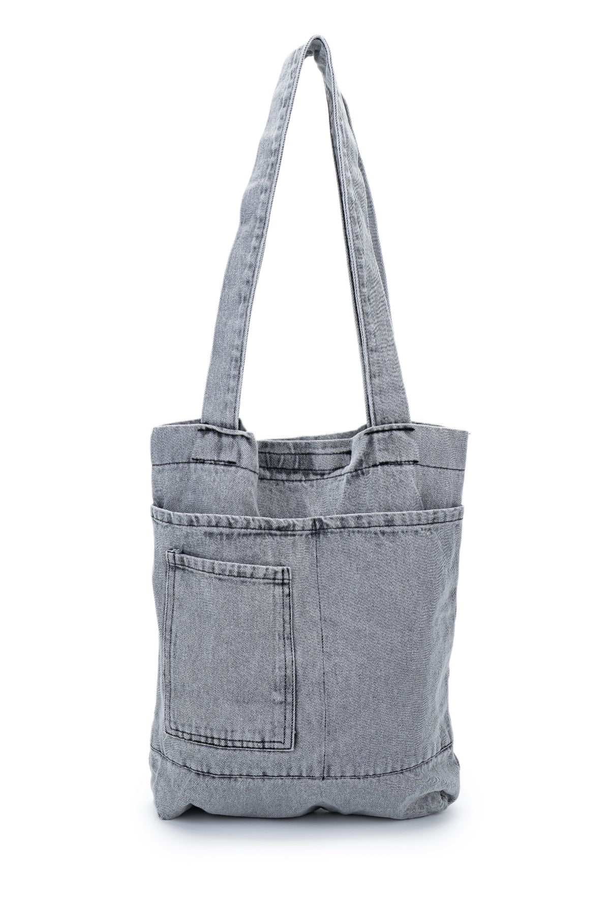 Yama Cep Detaylı Denim Kadın Kol Çanta Derek Gri