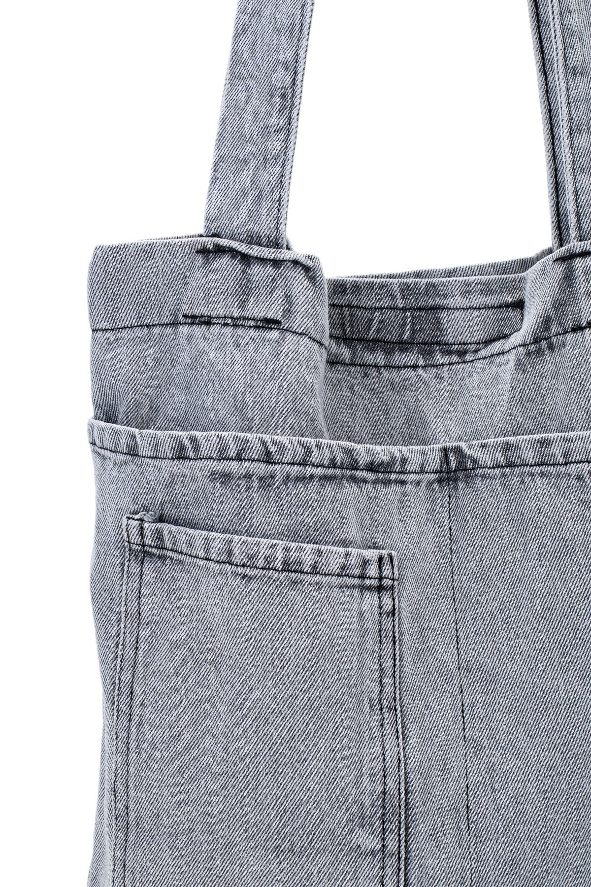 Yama Cep Detaylı Denim Kadın Kol Çanta Derek Gri