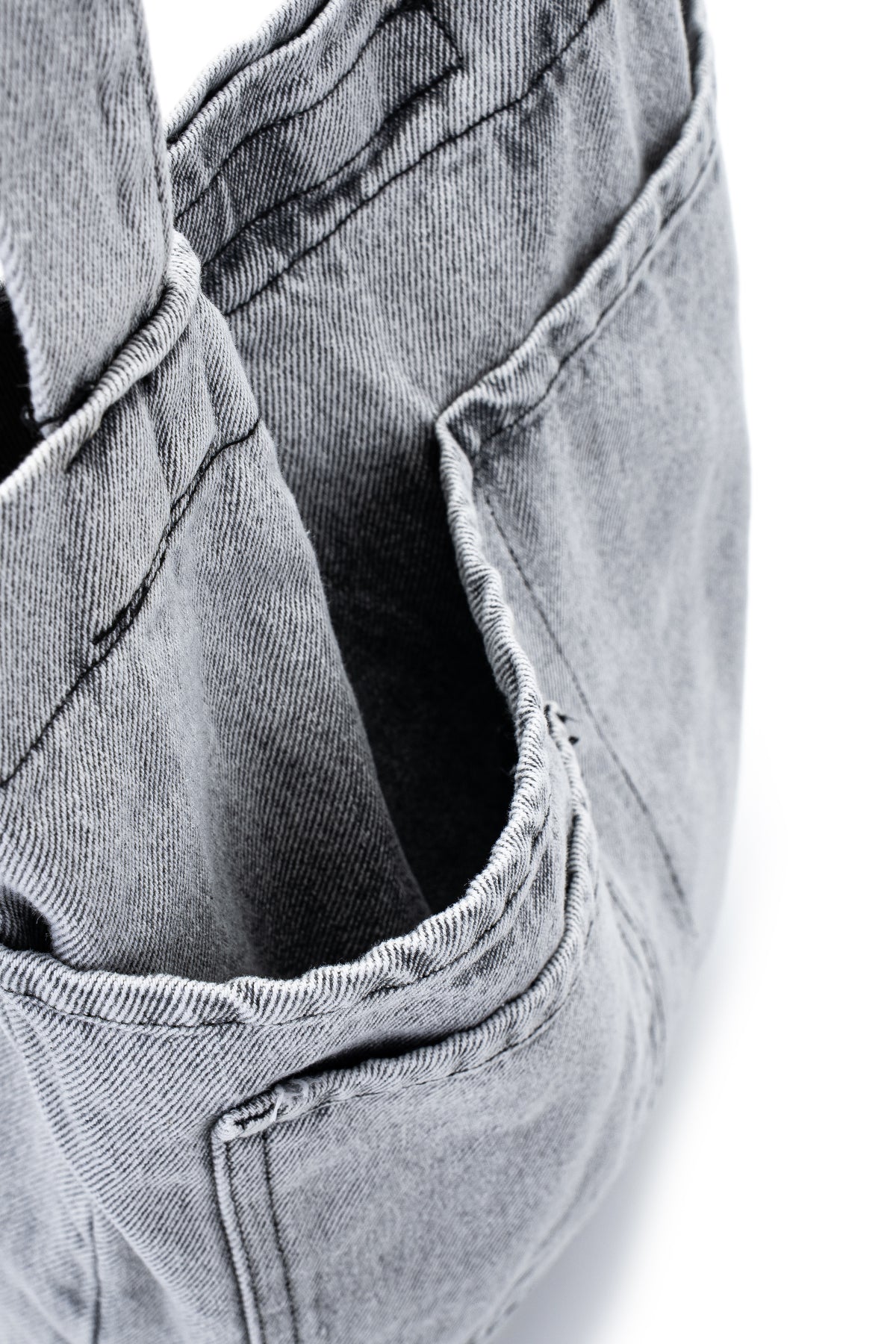 Yama Cep Detaylı Denim Kadın Kol Çanta Derek Gri