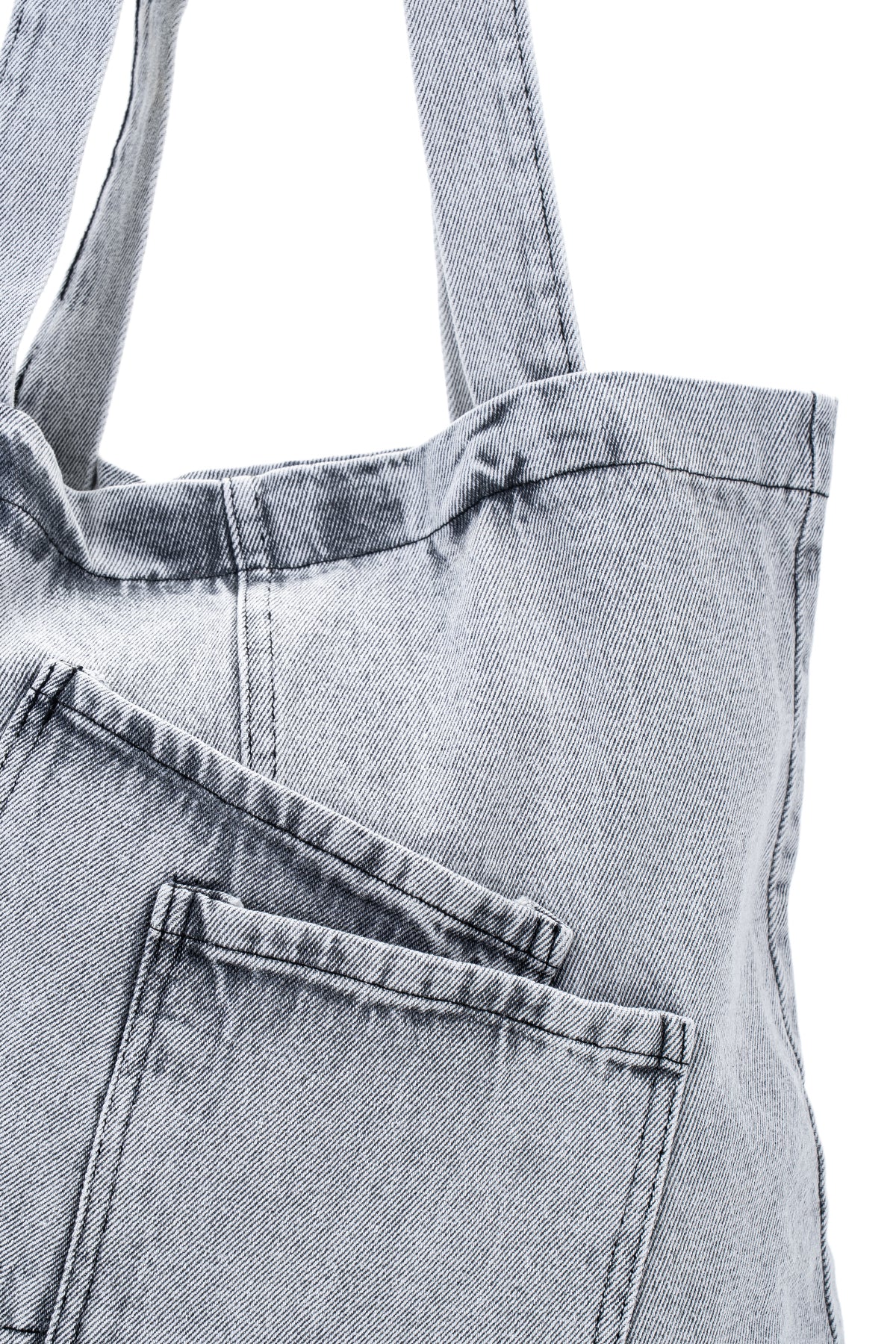 Çapraz Yama Cep Detaylı Denim Kadın Kol Çanta Doli Gri