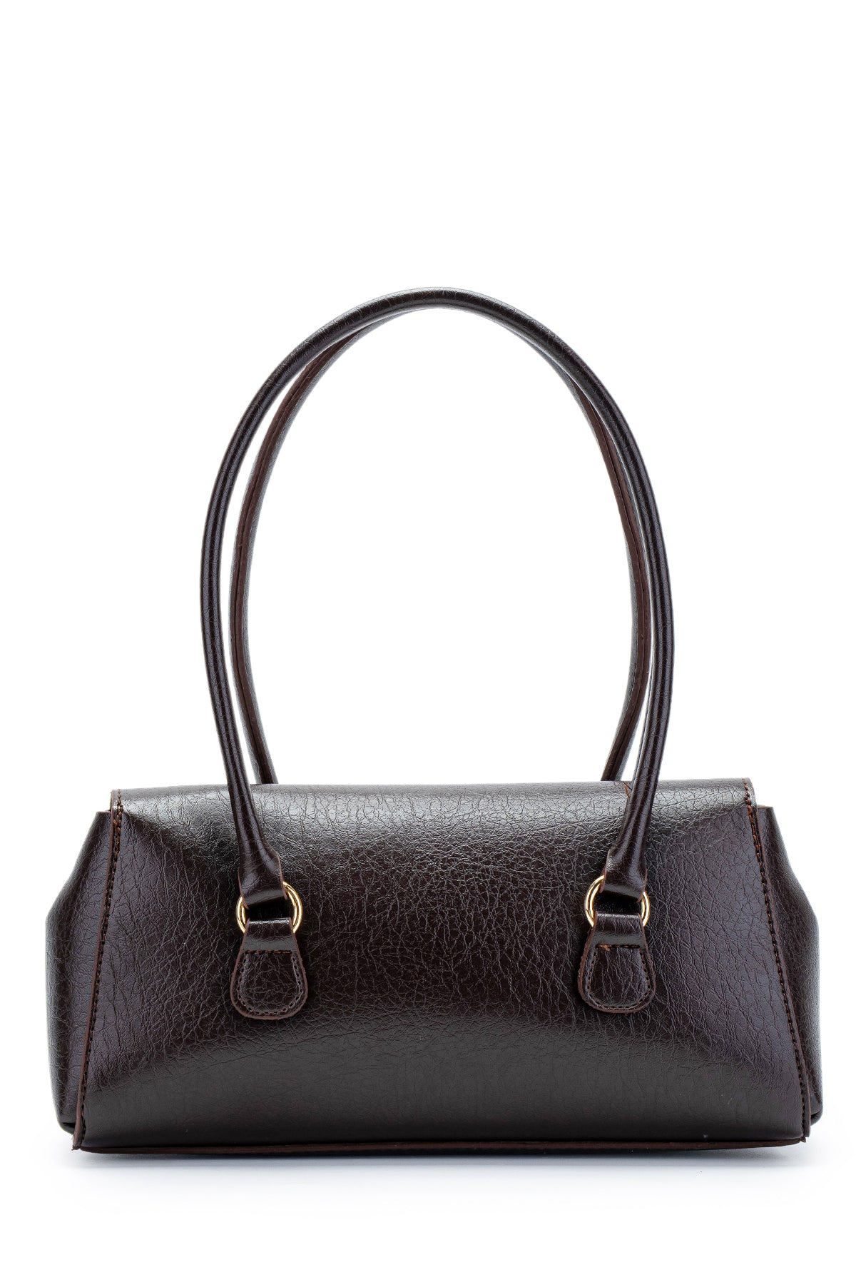 Baget form özel kilit sarkıt detaylı Hilly Kadın Kol Çanta Kahverengi