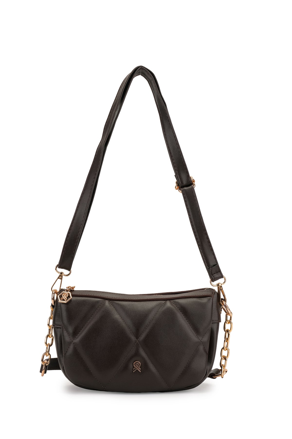 Kapitone Baklava Desenli Kadın Çapraz Çanta Venedik Kahverengi
