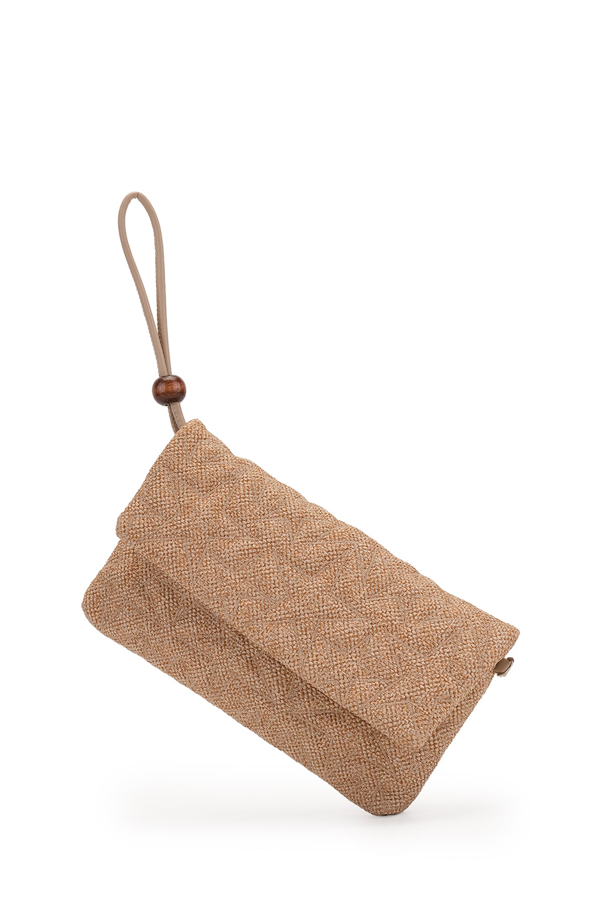Bilek Askılı Yıldız Desen Clutch Kadın Çapraz Çanta Picasso Hasır Bej
