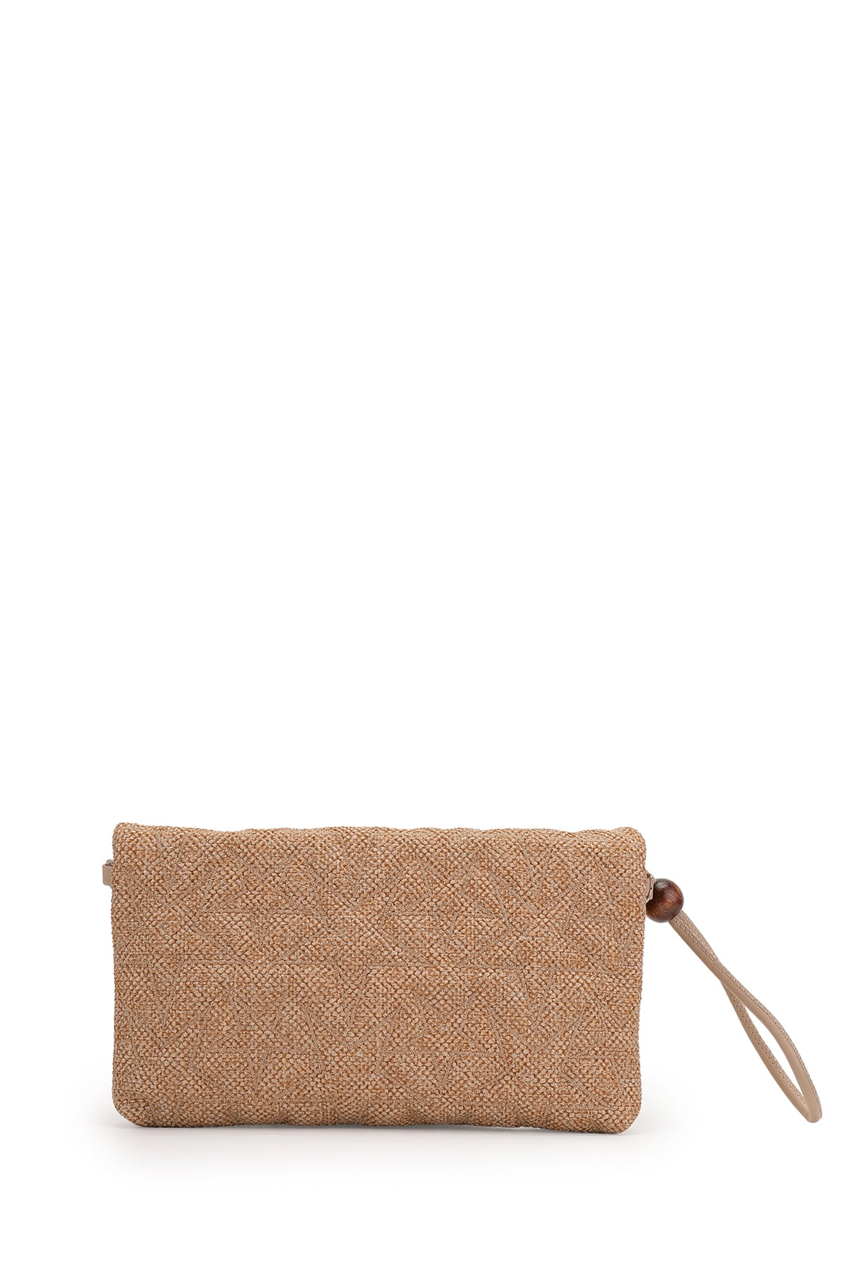 Bilek Askılı Yıldız Desen Clutch Kadın Çapraz Çanta Picasso Hasır Bej