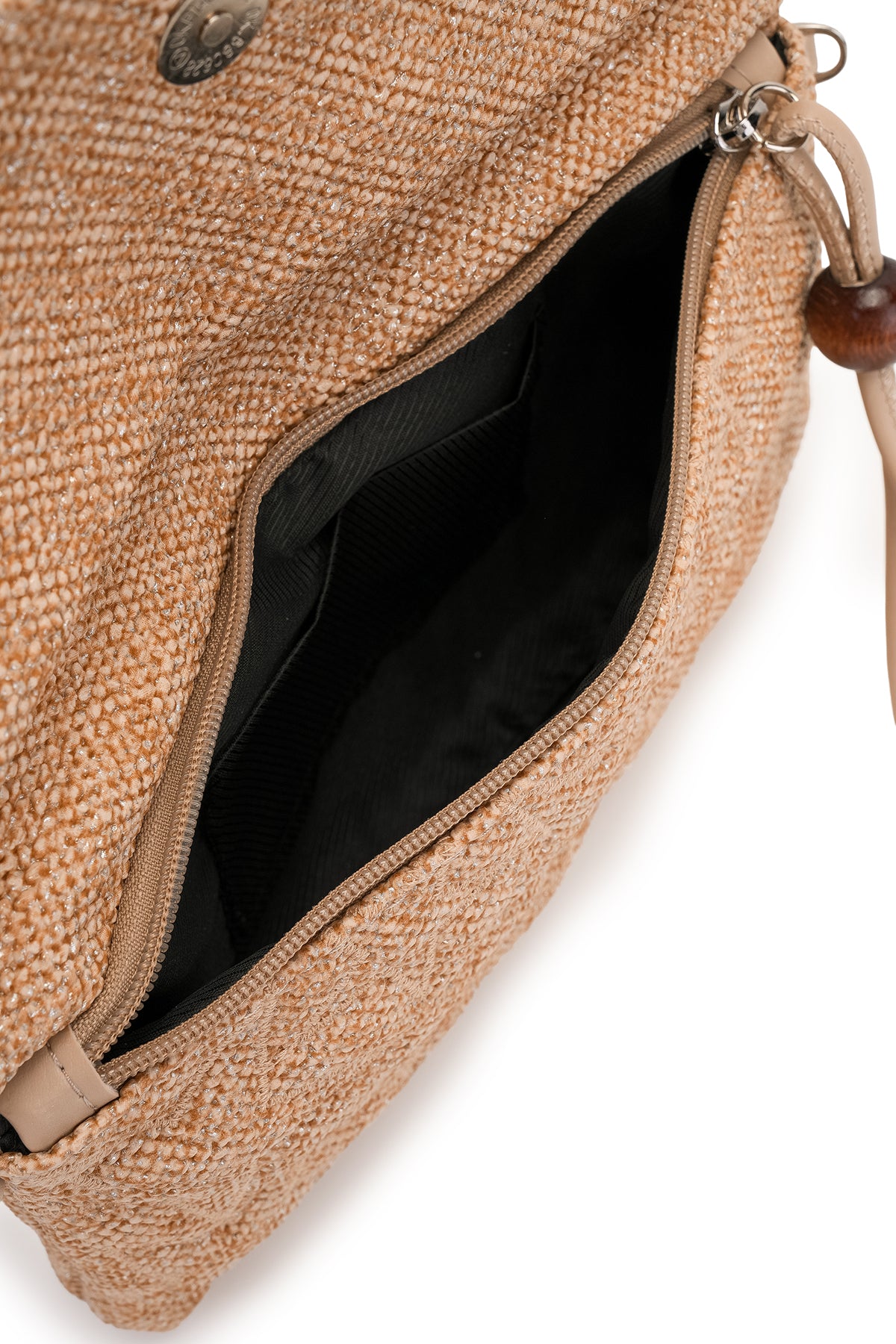 Bilek Askılı Yıldız Desen Clutch Kadın Çapraz Çanta Picasso Hasır Bej
