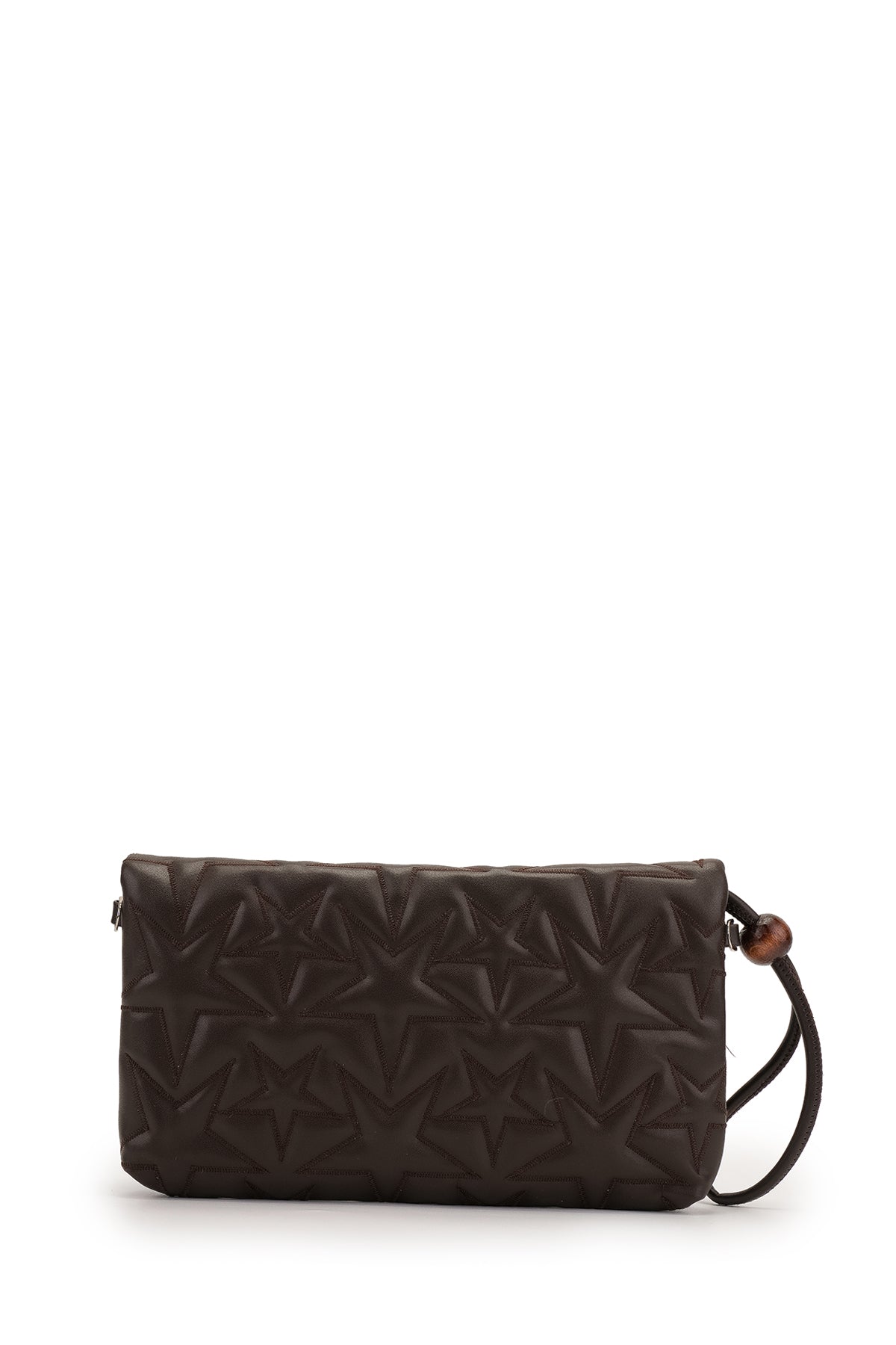 Bilek Askılı Yıldız Desen Clutch Kadın Çapraz Çanta Picasso Kahverengi