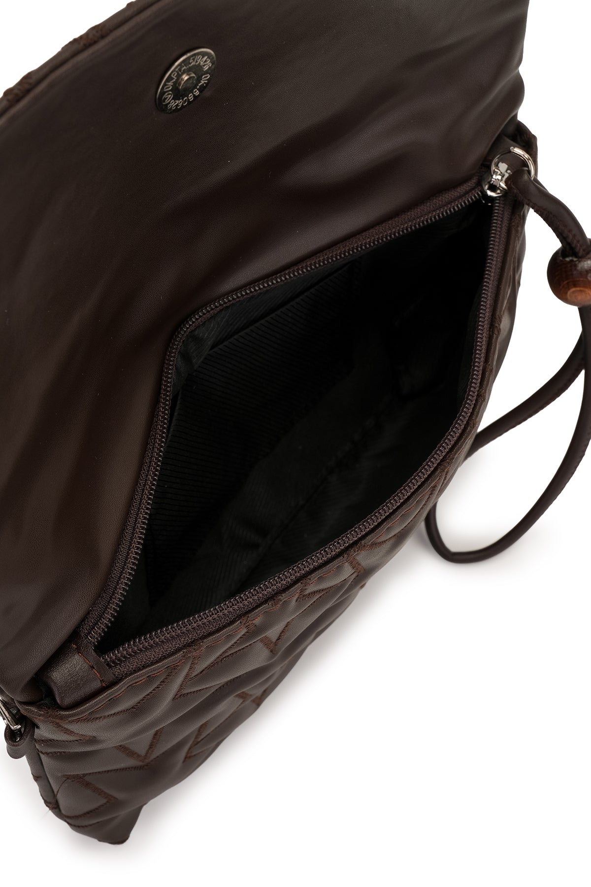 Bilek Askılı Yıldız Desen Clutch Kadın Çapraz Çanta Picasso Kahverengi