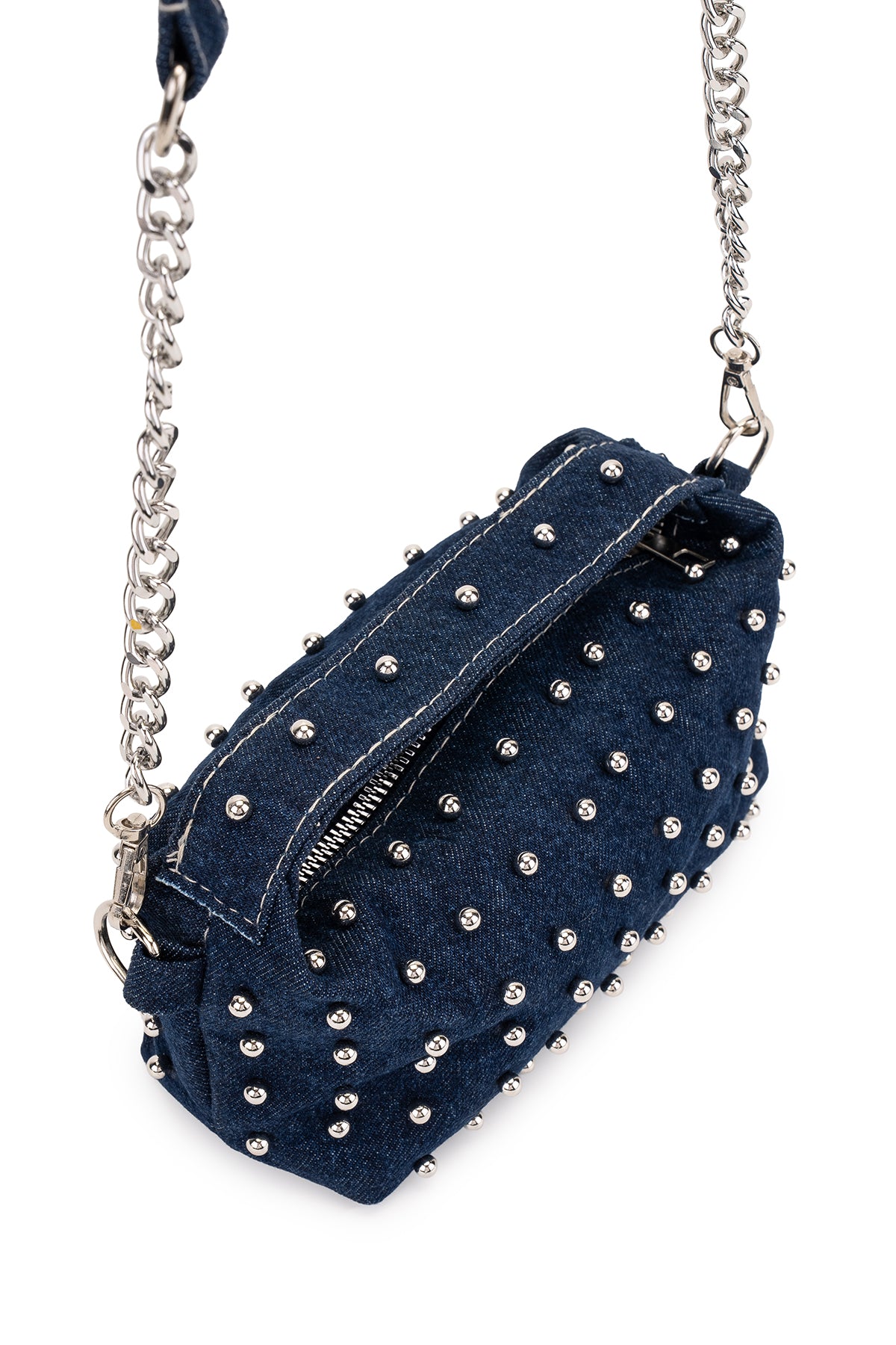 Trok Detaylı Zincir Askılı Kadın Çapraz Çanta Romeo Denim Lacivert