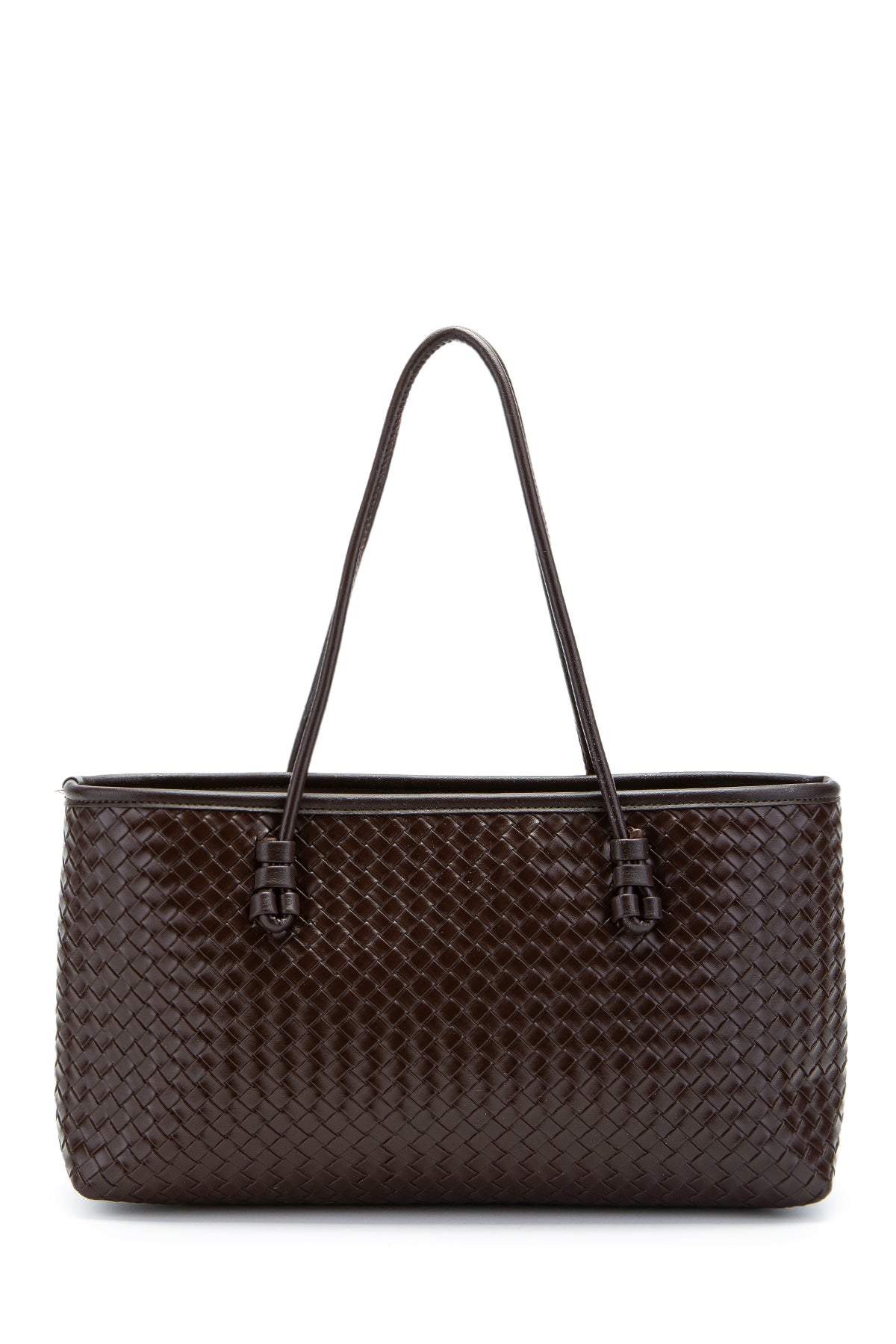 Örgü Detaylı Suni Deri Dora Kadın Kol Çanta Kahverengi