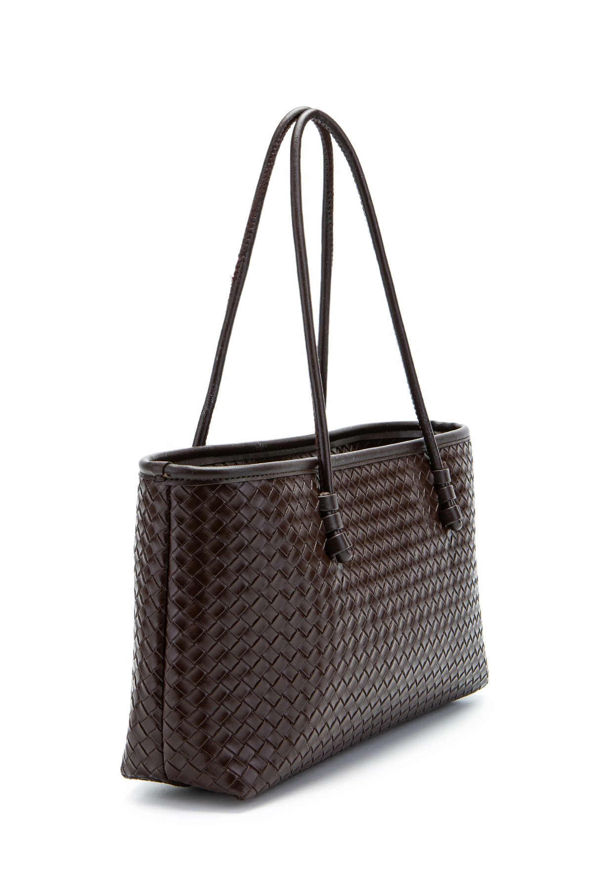 Örgü Detaylı Suni Deri Dora Kadın Kol Çanta Kahverengi