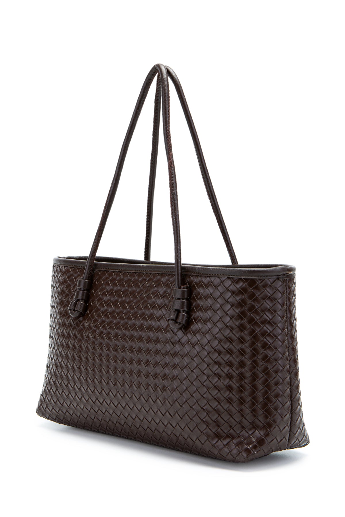 Örgü Detaylı Suni Deri Dora Kadın Kol Çanta Kahverengi