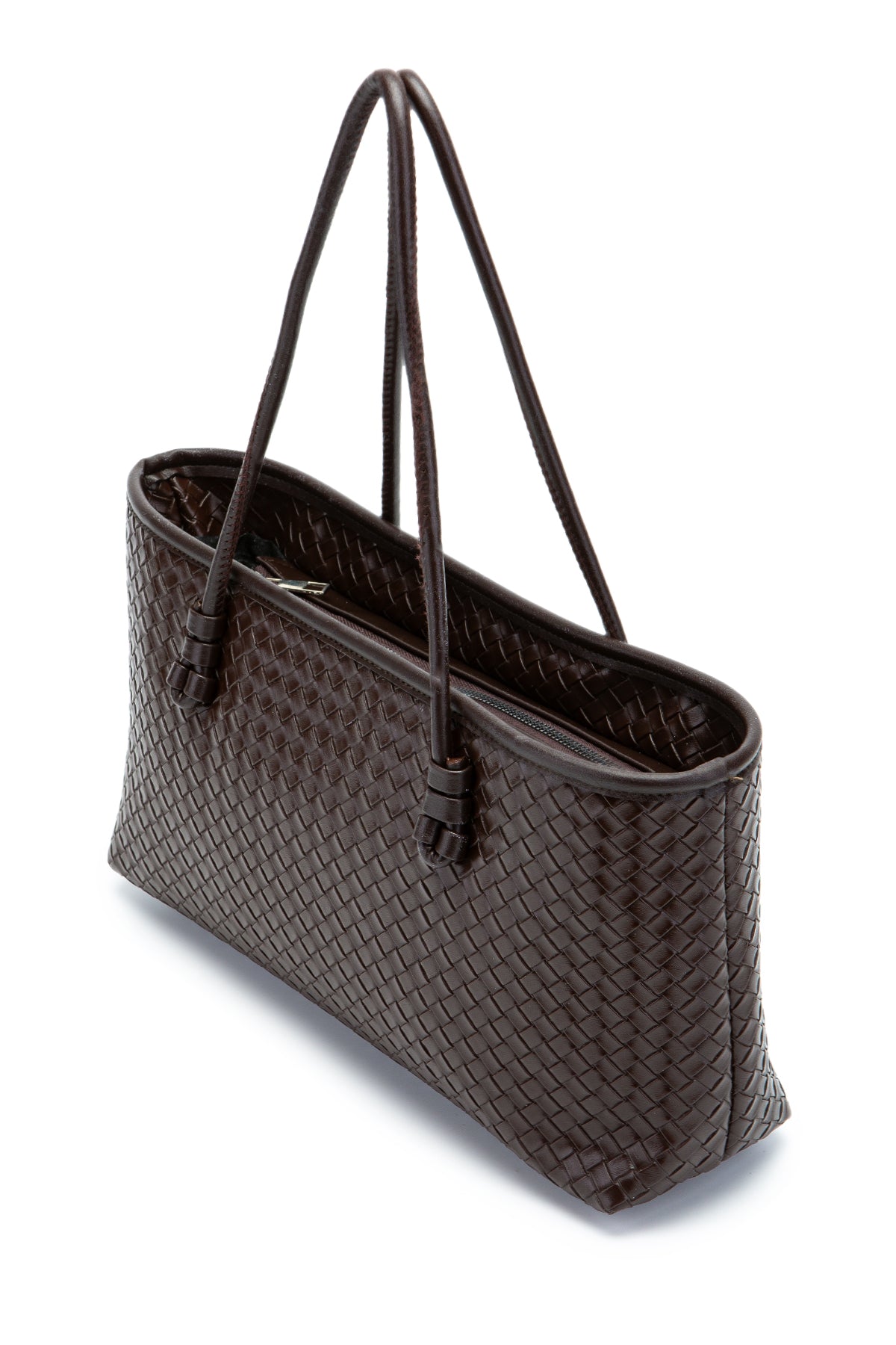 Örgü Detaylı Suni Deri Dora Kadın Kol Çanta Kahverengi