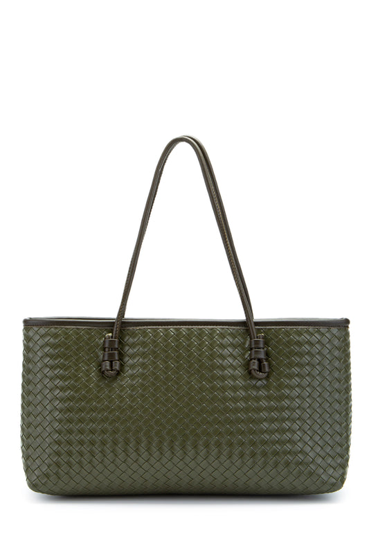 Örgü Detaylı Suni Deri Dora Kadın Kol Çanta Haki