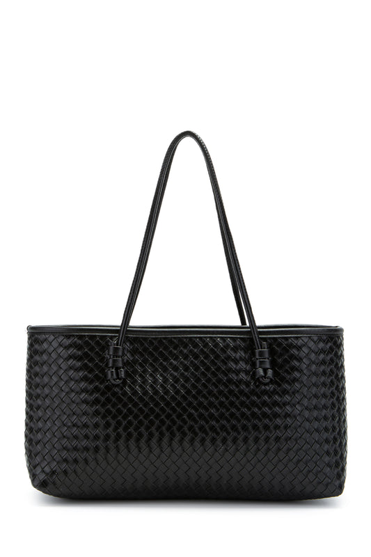 Örgü Detaylı Suni Deri Dora Kadın Kol Çanta Siyah